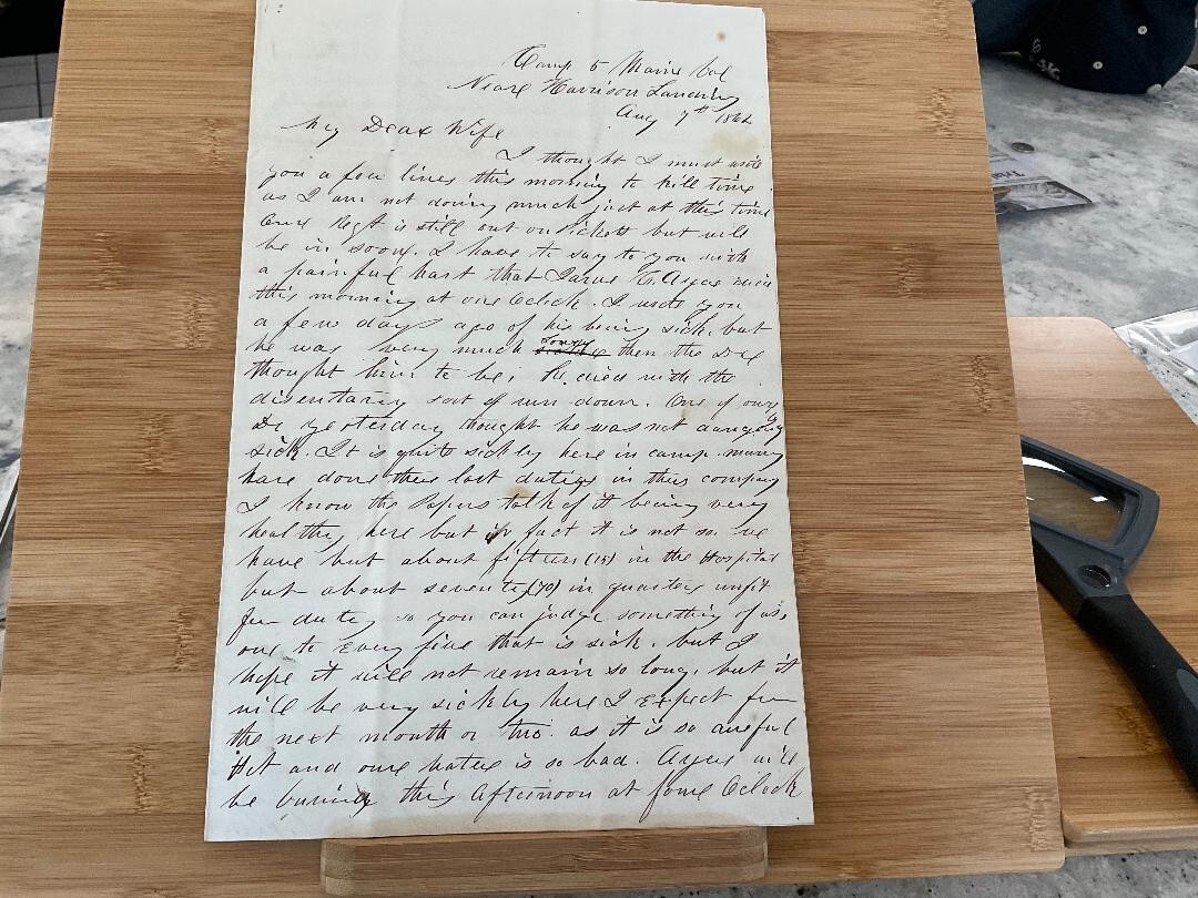 Colonel Clark Edwards 5th Maine Infantry Letter Harrison\'s Landing 8/7/62