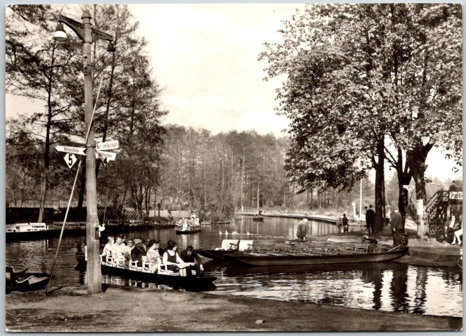 Boat Ride Canal Lübbenau Spreewald Germany Trees People Real Photo RPPC Postcard