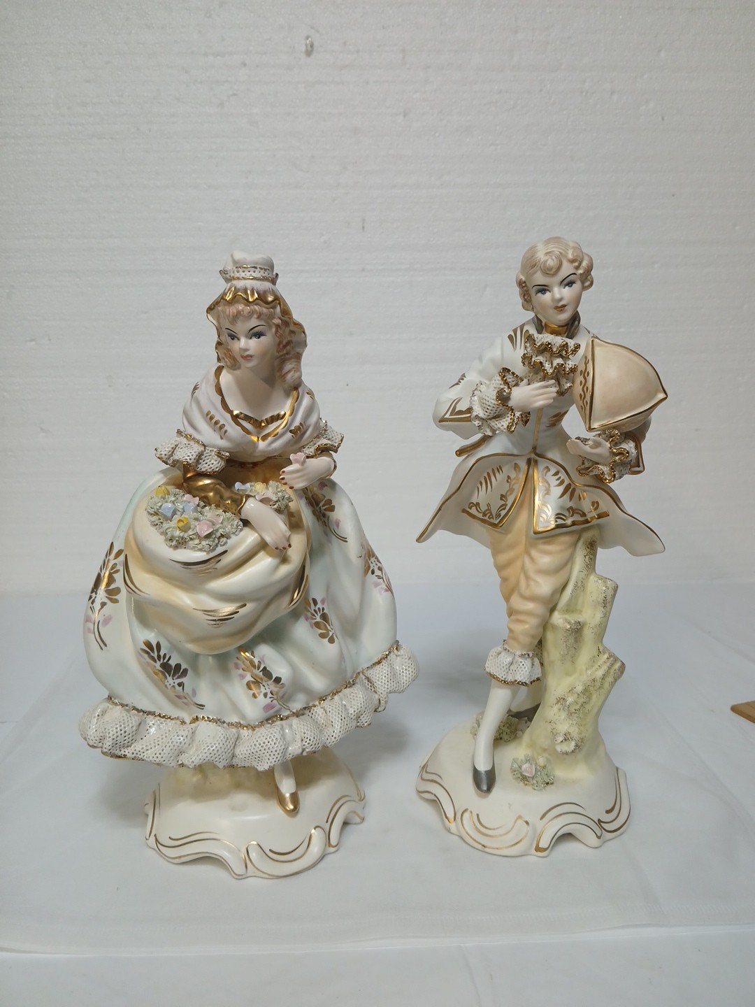 RARE Wales Vintage Handpainted Courting Victorian Couple Figurine Set