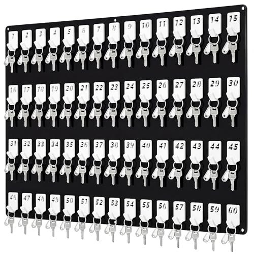 Beeveer Acrylic Key Holder Board with 60 Hooks, Wall Mount Organizer, Black