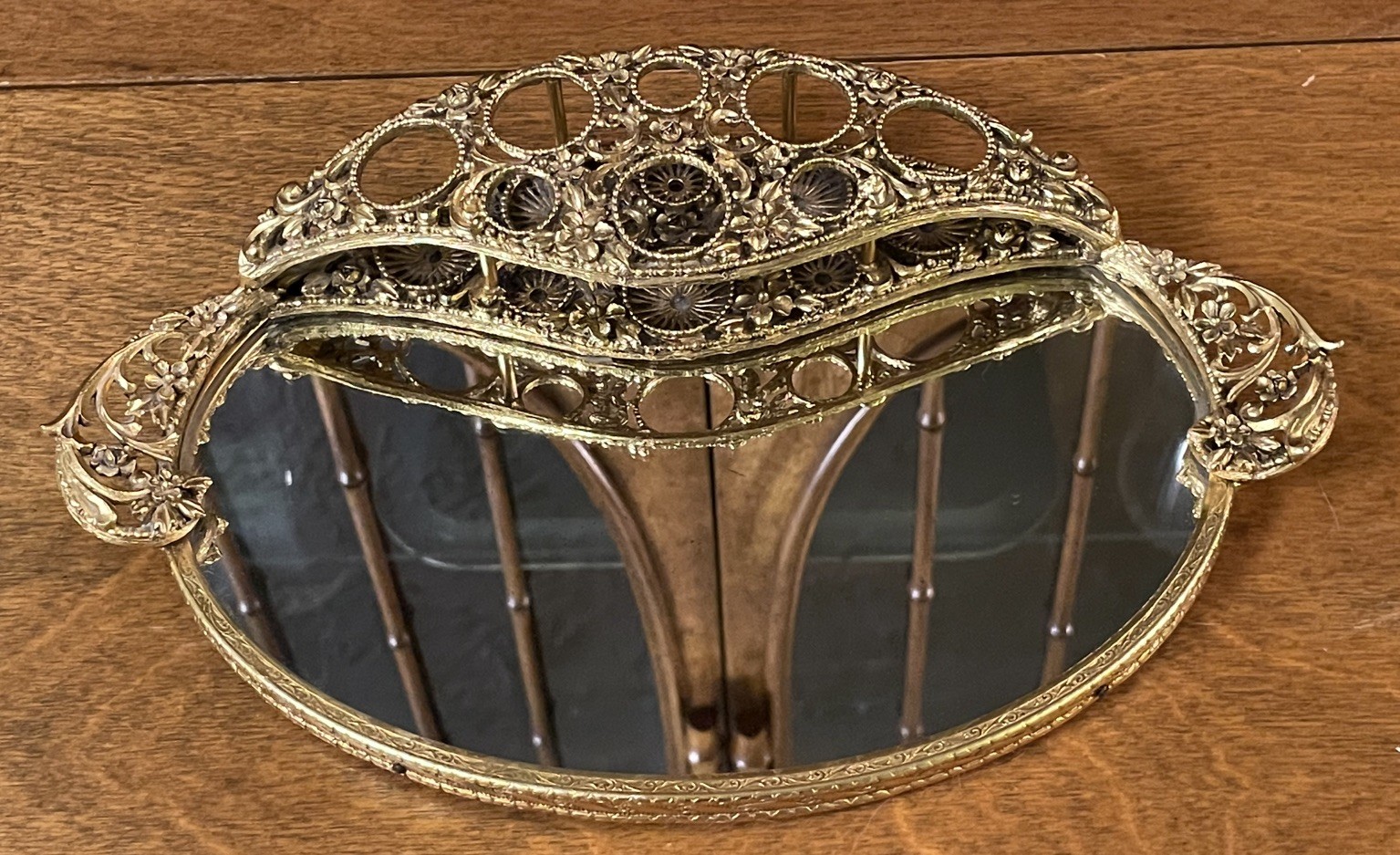VTG Matson Gold Filigree Mirror Lipstick Holder Vanity Tray Hollywood Regency VTG Matson Gold Filigree Mirror Lipstick Holder Vanity Tray Hollywood Regency