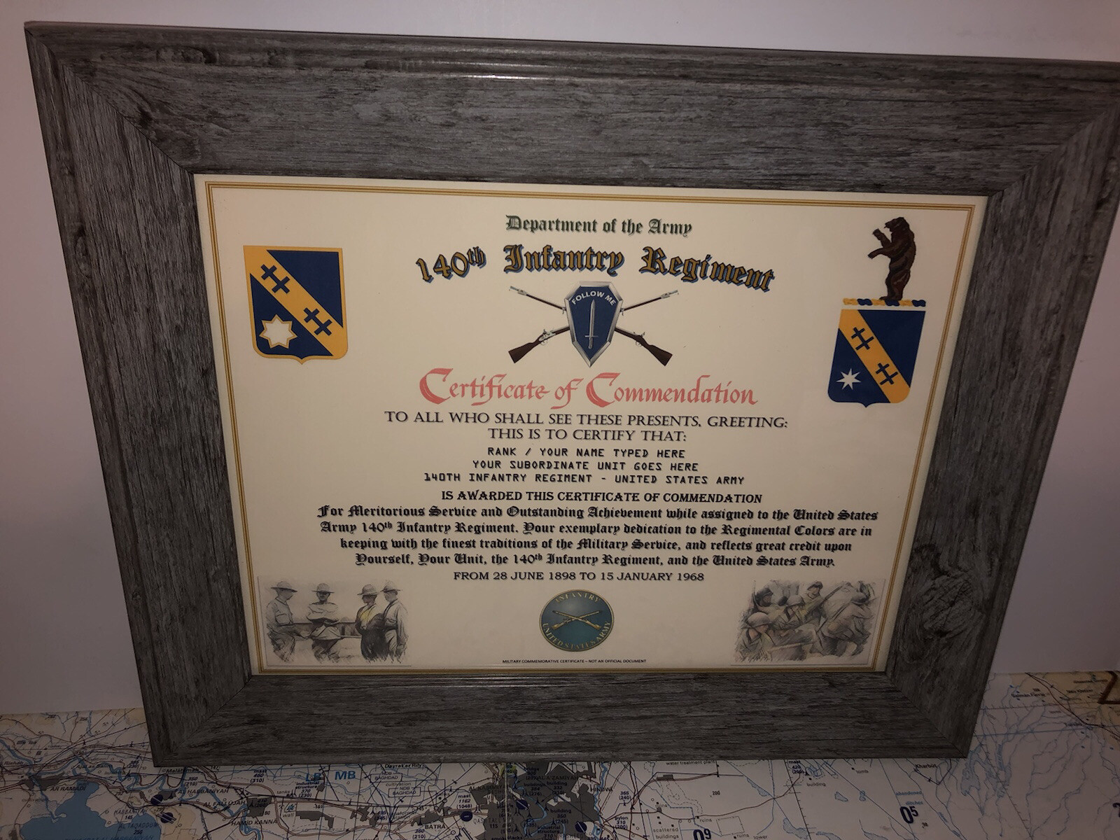 140TH INFANTRY REGIMENT / COMMEMORATIVE - CERTIFICATE OF COMMENDATION