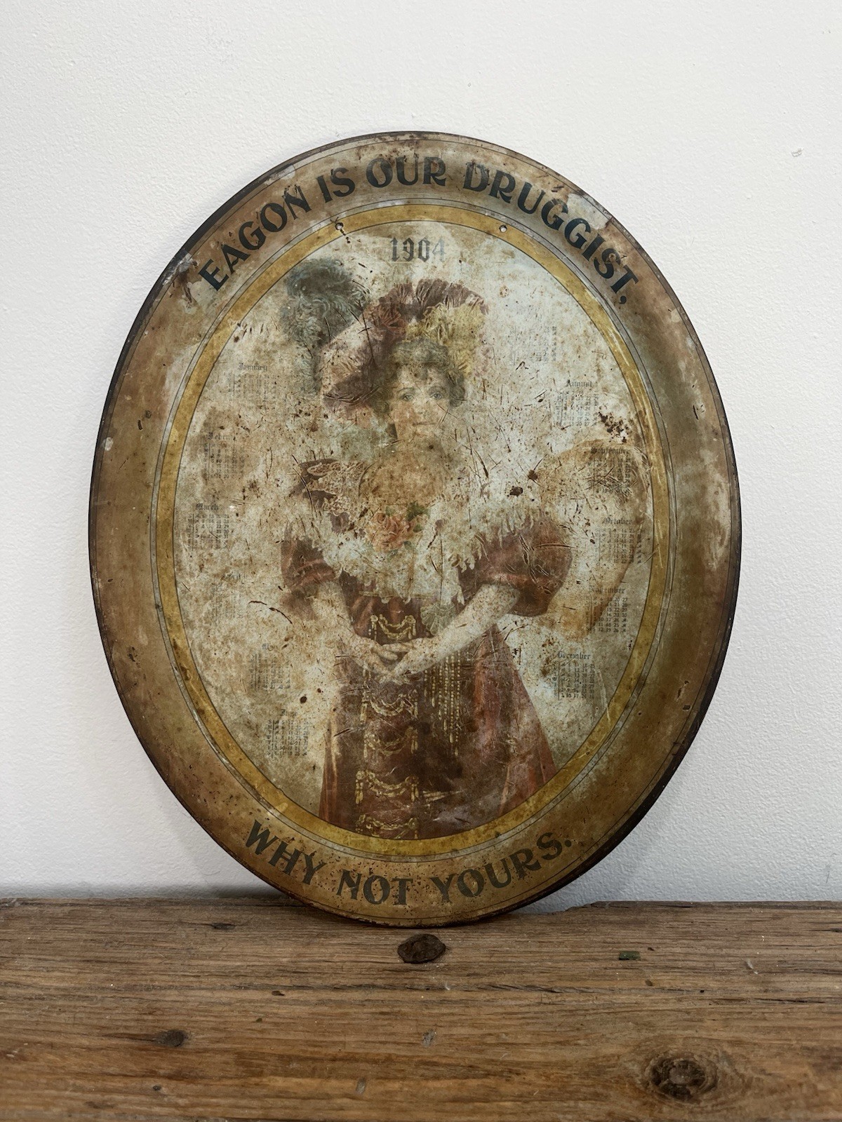 Rare Eagon Drug Store Drink Tray With 1904 Calendar