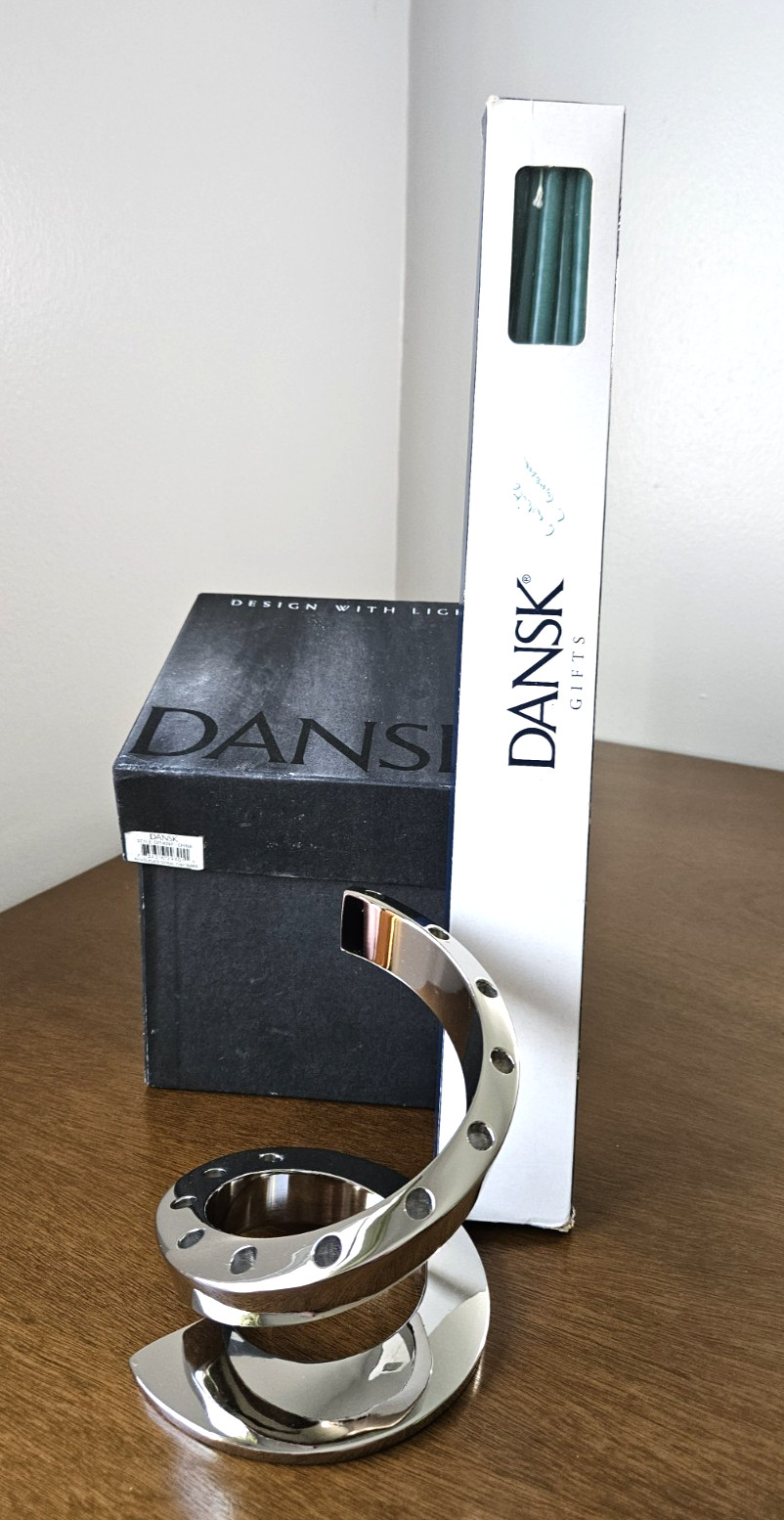 Dansk Candle Holder With 12 Candles Nickel Plated Spiral For Tiny Taper Candles