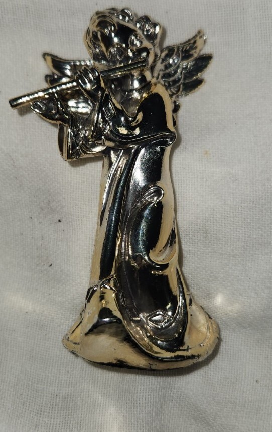 Vintage Carlo Marchi Gold Color Angel Playing Flute 4