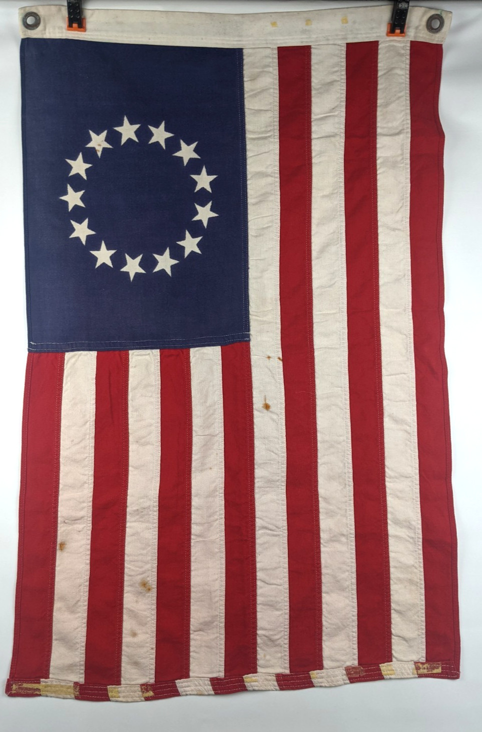Vintage Bull Dog Bunting Dettra 13 Star Betsy Ross American Flag Sewn 34x22