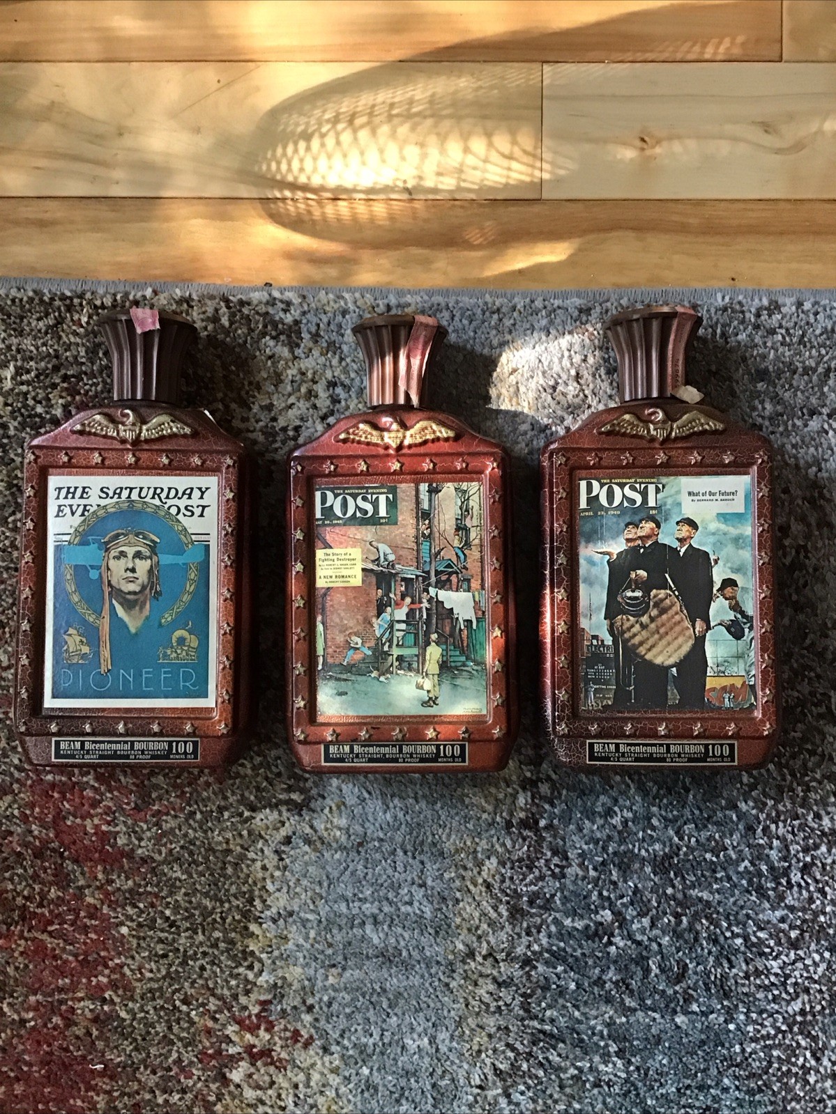 1976 Beam’s Bicentennial Limited Edition Decanter Bottles Set of 3 EMPTY