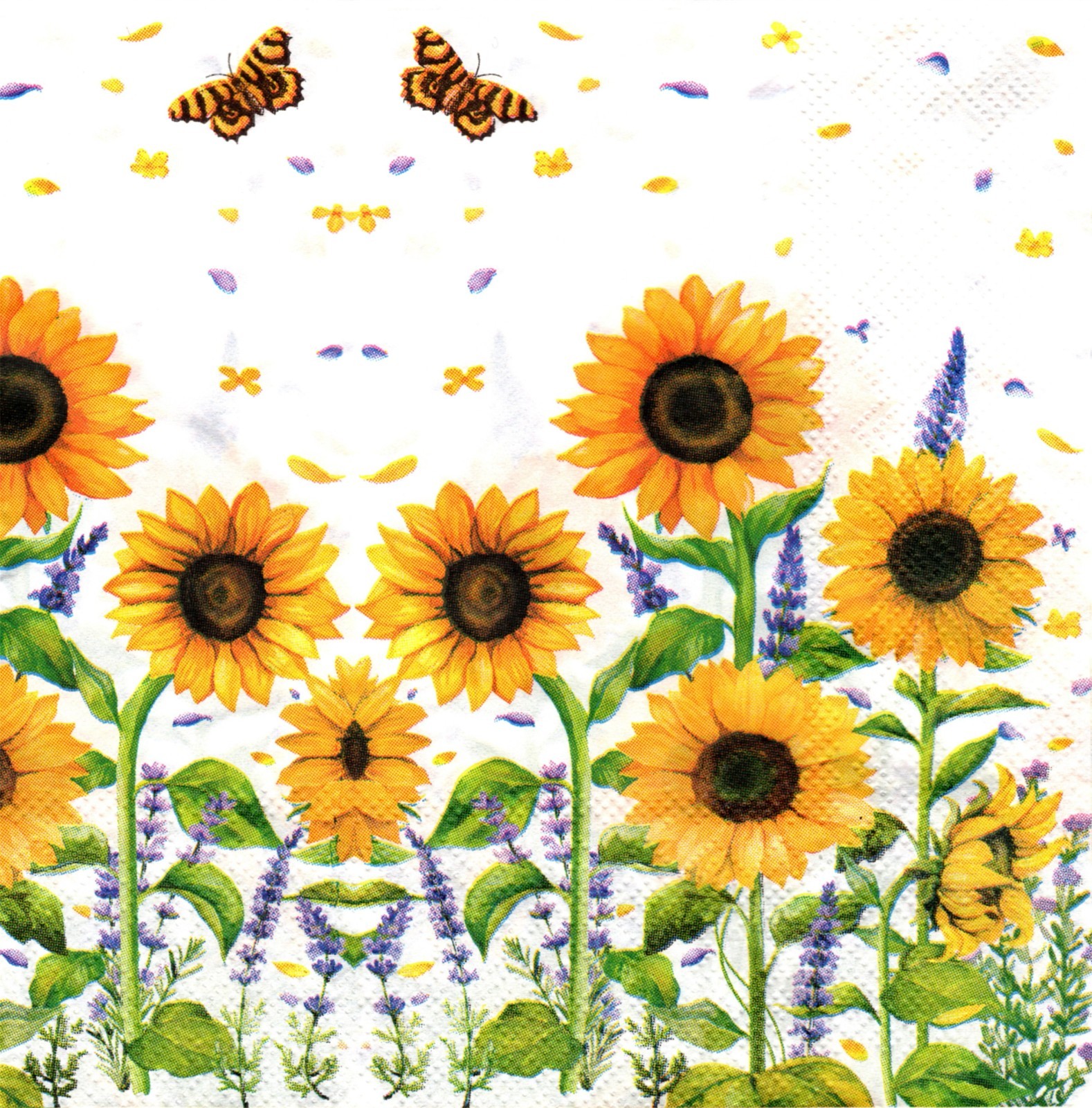 (2) Two Paper Lunch Napkins for Decoupage/Mixed Media - Sunflower Field floral