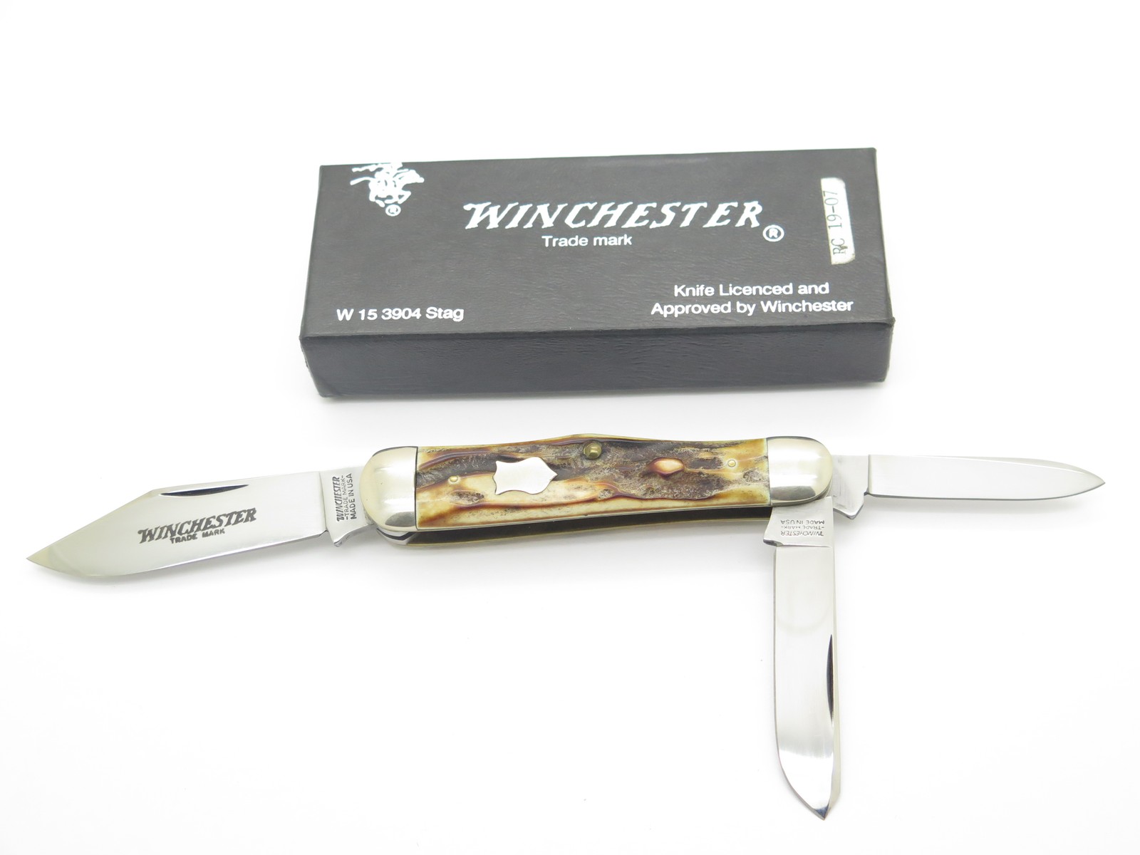 Vintage 1991 Winchester USA W 15 3904 Stag Whittler Folding Pocket Knife Vintage 1991 Winchester USA W 15 3904 Stag Whittler Folding Pocket Knife
