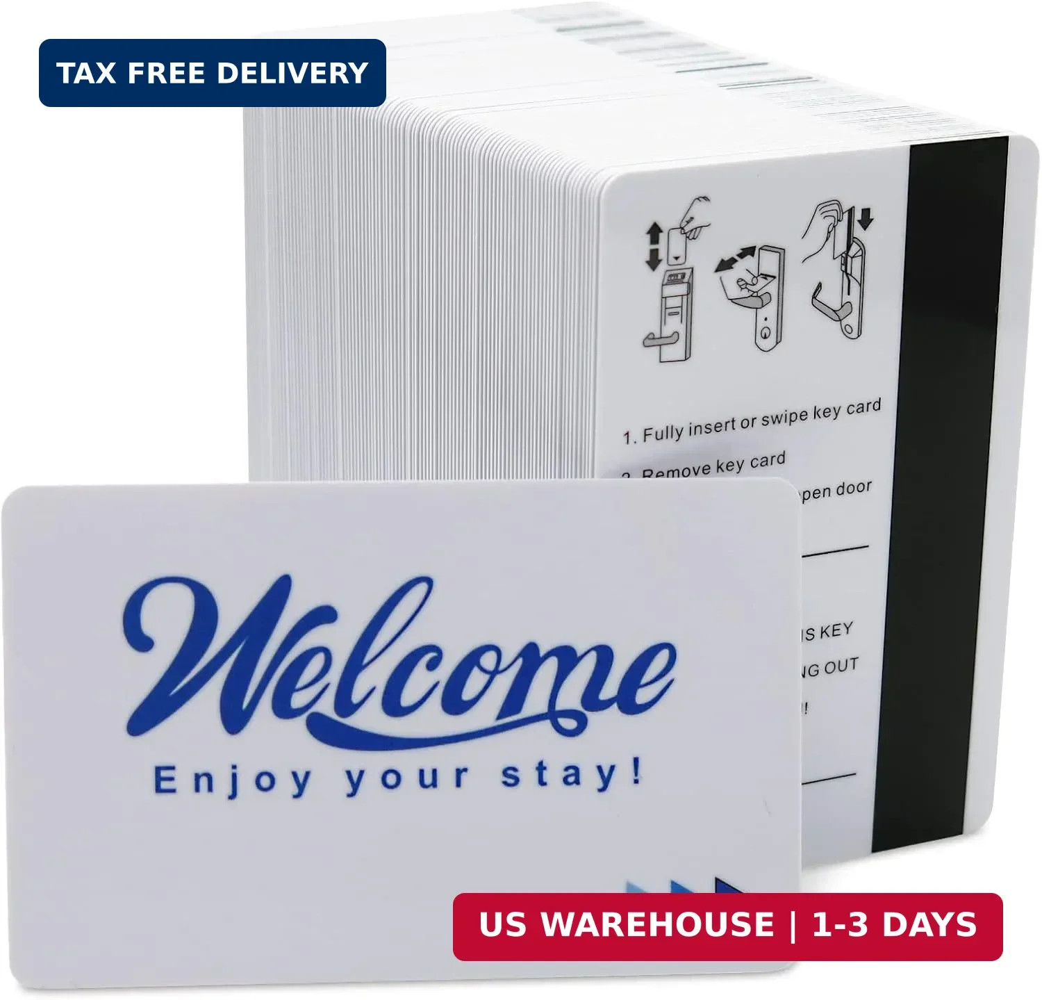 250 Pack Hotel & Motel Key Cards Welcome Enjoy Your Stay Card Magnetic Strip Doo