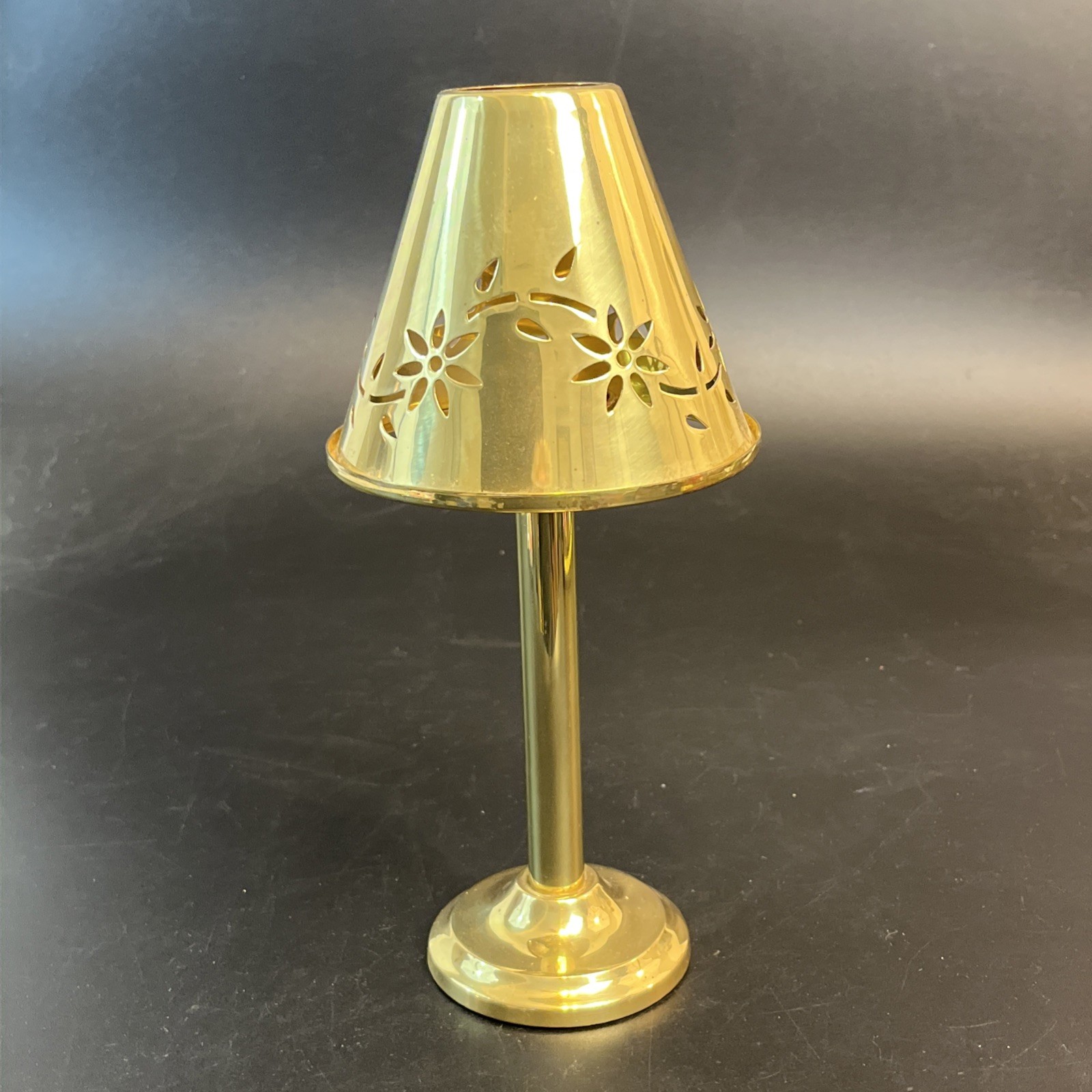 Vtg Partylite Floral Tracery Tealight Lamp Bright Brass Set Farmhouse 11