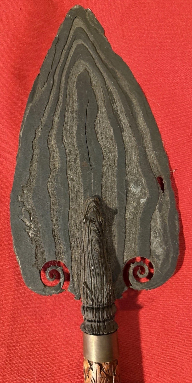 Antique Southeast Asia HANDFORGED Leaf Shaped SpearHEAD with FROGS-Rare-pre1900?