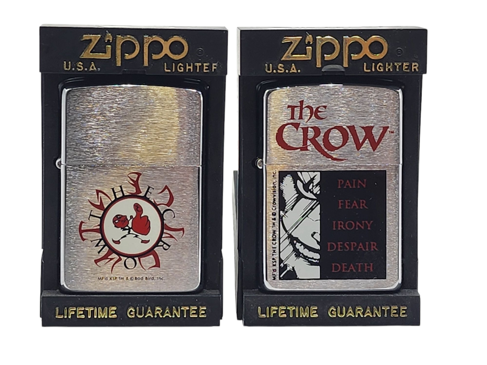 The Crow Zippo Lighter 1996 - UNFIRED - Set of TWO - Movie Brandon Lee