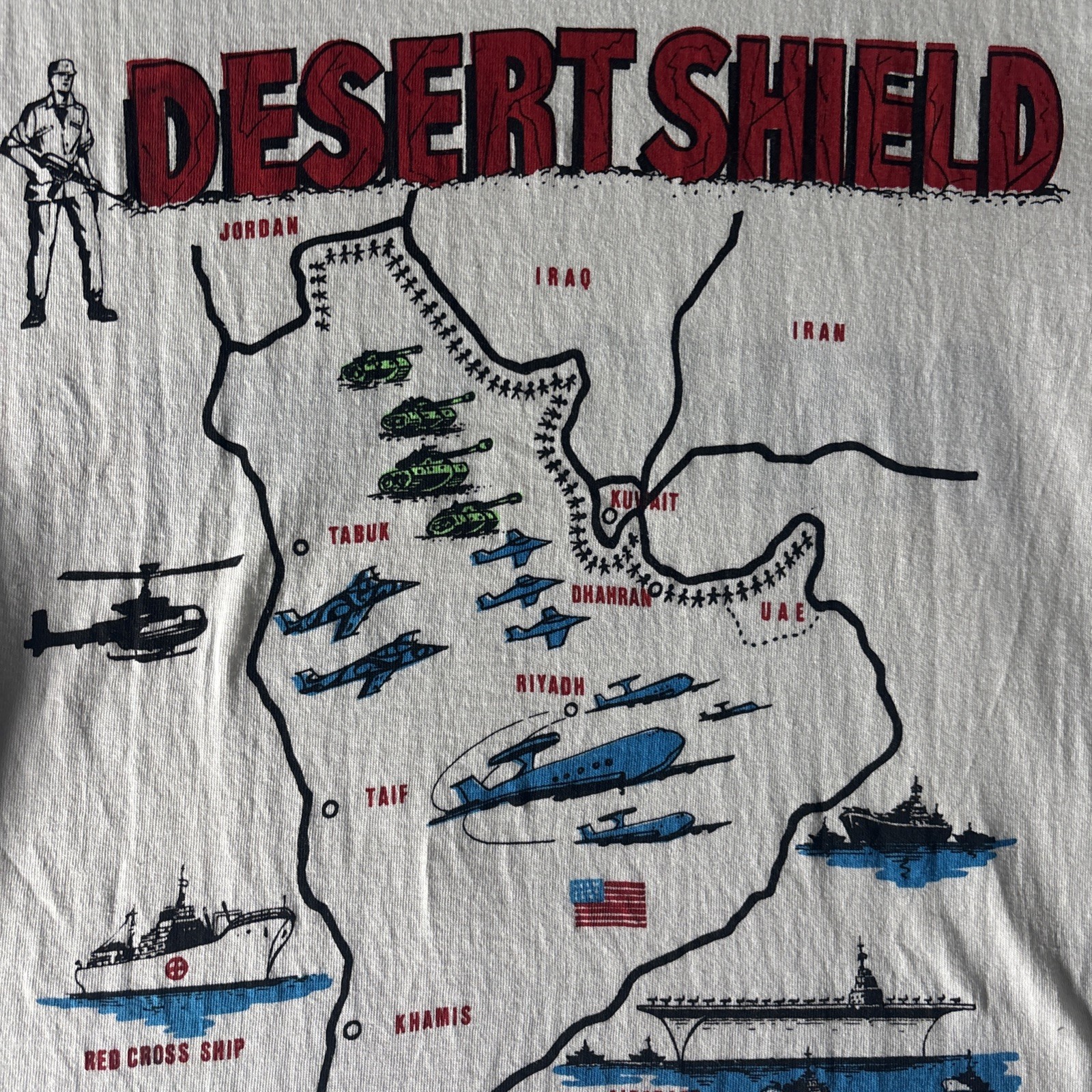 Desert Shield 1990 Hanes Men\'s Large White