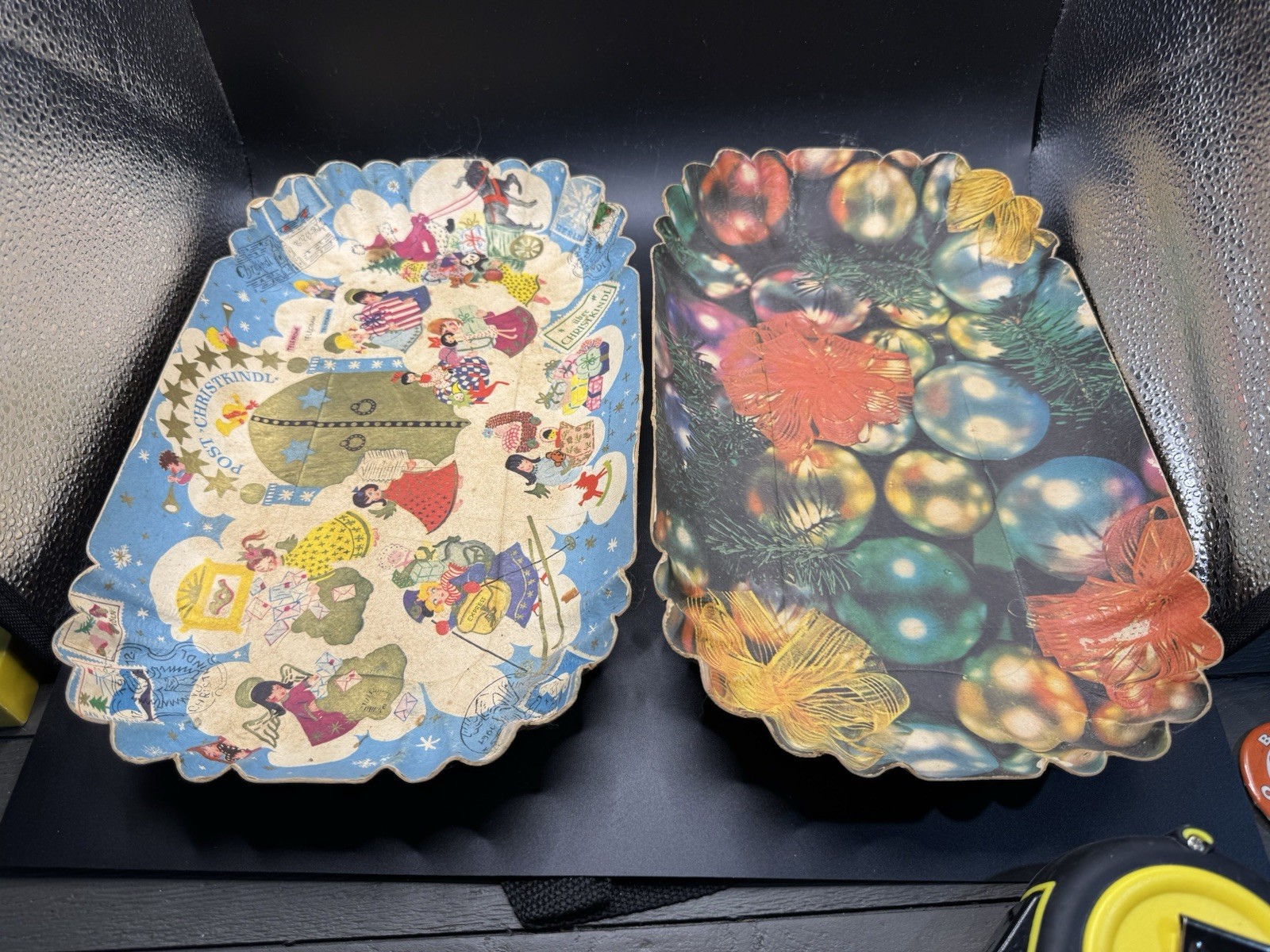 Vintage West Germany Christmas Cardboard Trays Lot of 2 Post Christkindl Angels Vintage West Germany Christmas Cardboard Trays Lot of 2 Post Christkindl Angels