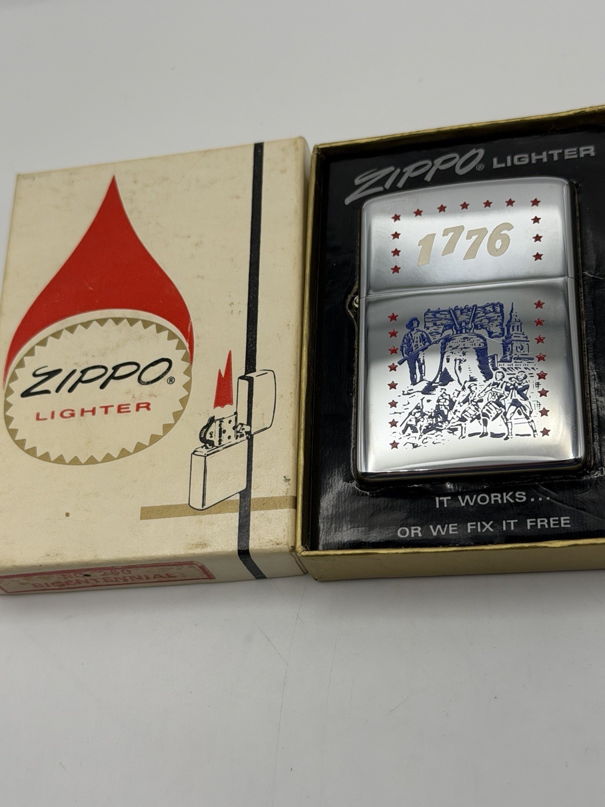 Vintage 1975 Bicentennial 1776 HP Chrome Zippo Lighter New **Personalized B55
