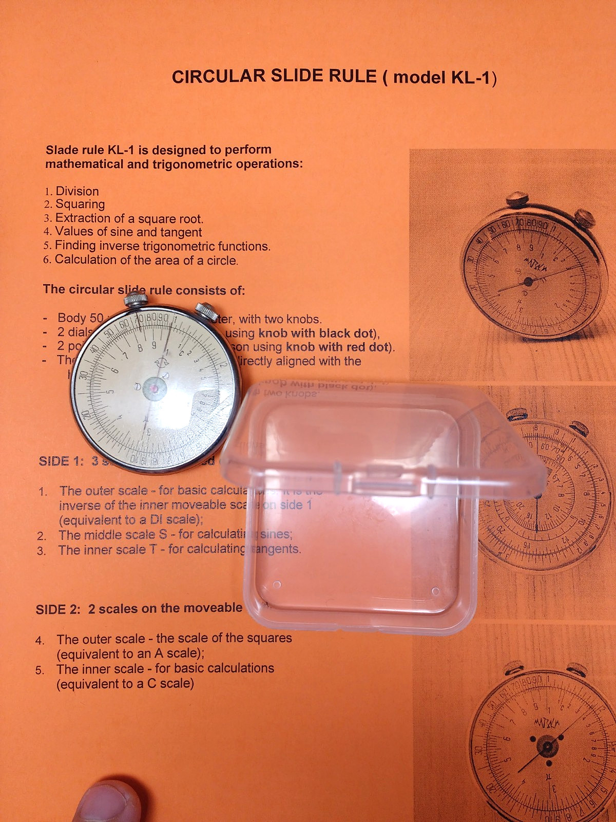 USSR KL-1 Circular Log Slide Rule w/Transparent Shockproof Box Manual Vintage
