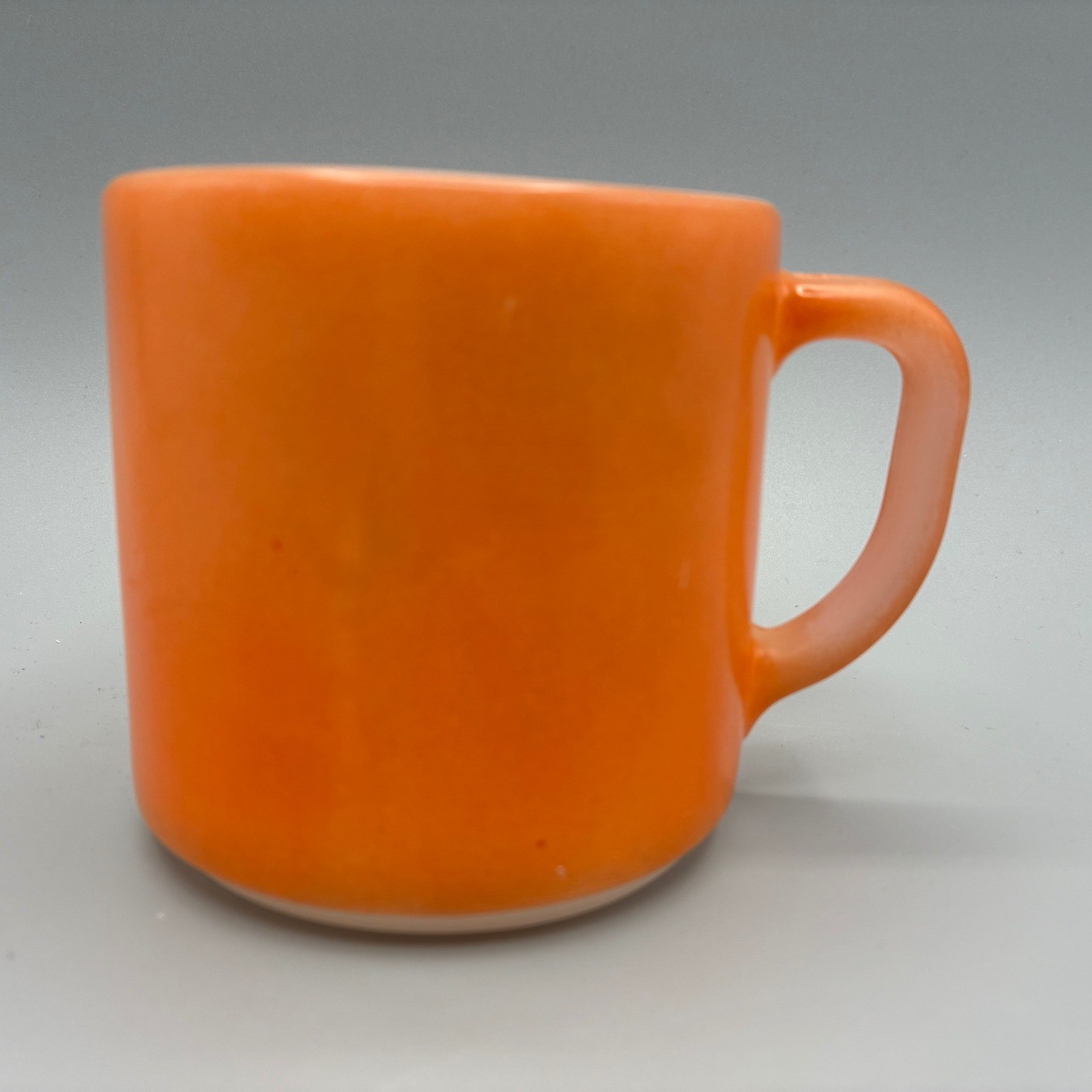 Vintage Federal Orange Milk Glass Coffee Cup Mug Straight Side D Handle
