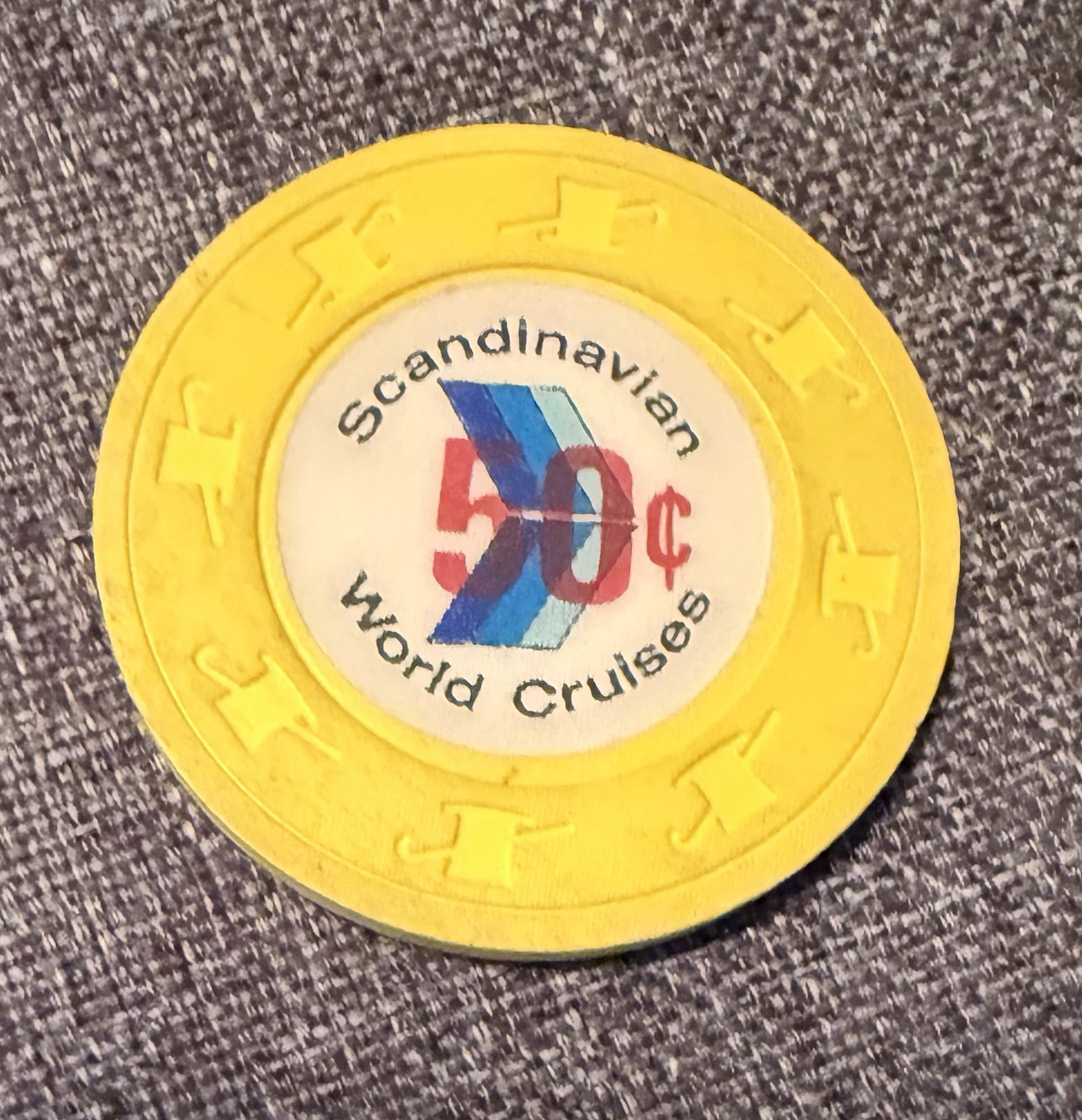 RARE SCANDINAVIAN WORLD CRUISE LINE CASINO GAMING CHIP OBSOLETE
