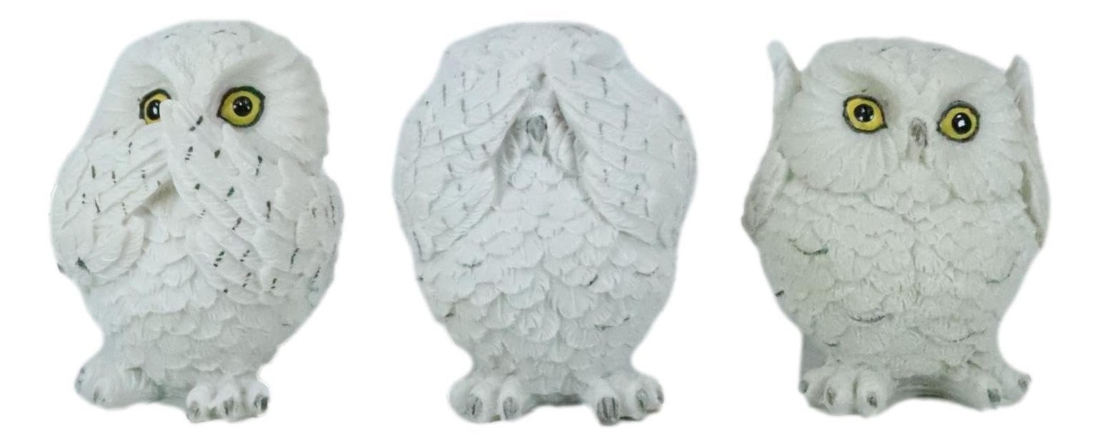 Ebros See Hear Speak No Evil Fat Baby White Owls Figurines Set of 3 Decor Wis... Ebros See Hear Speak No Evil Fat Baby White Owls Figurines Set of 3 Decor Wis...