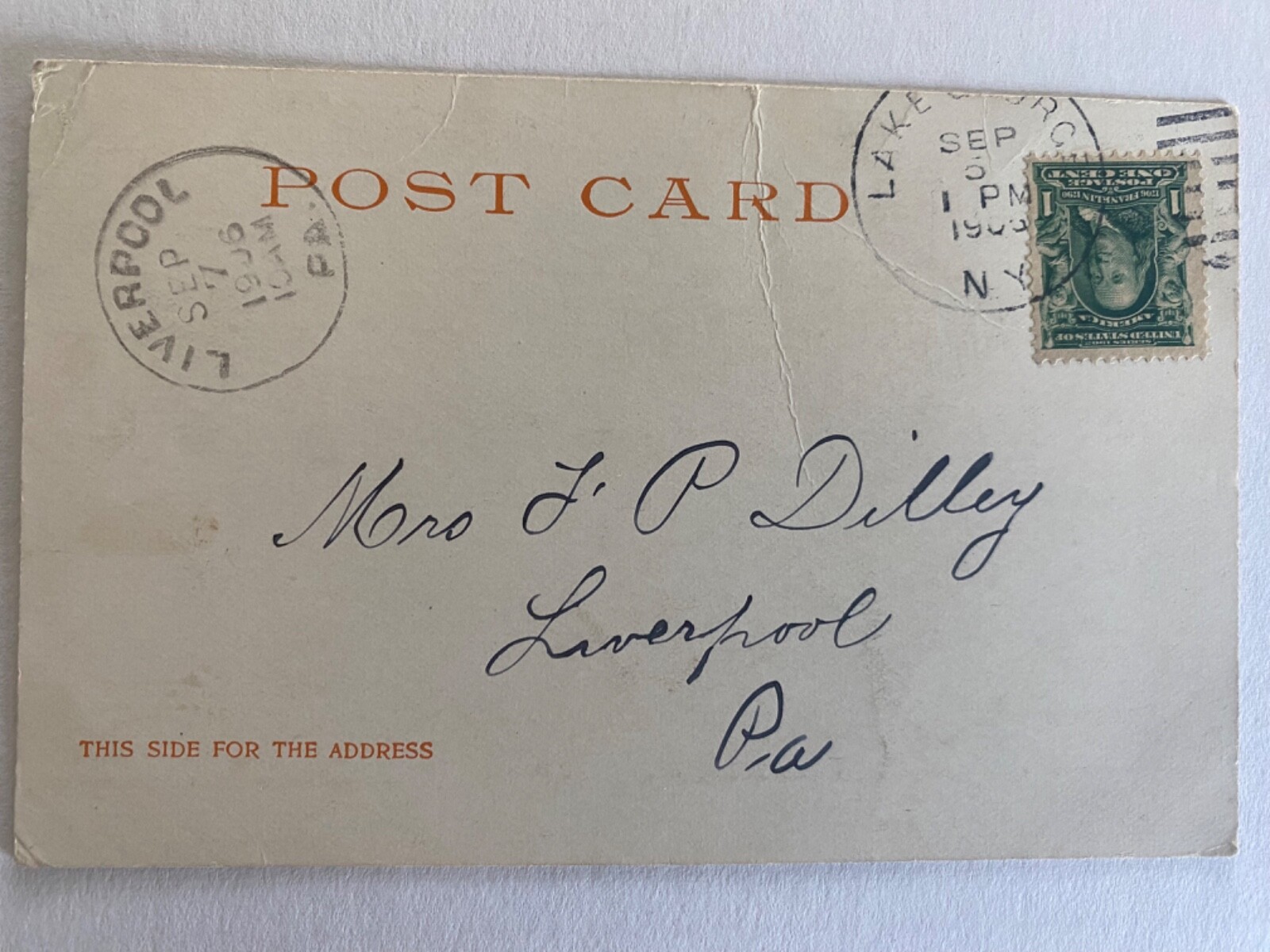 Antique Postcard Time Square Lake George New York NY 1908 Postmark Lot of 7
