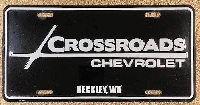 Crossroads Chevrolet Booster License Plate Beckley West Virginia Chevy Dealer