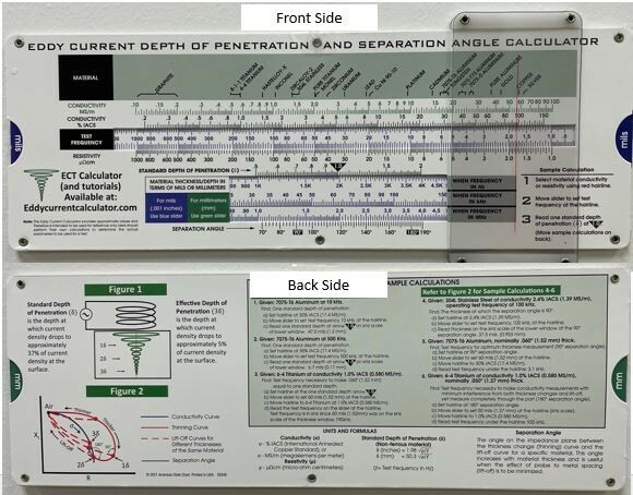Eddy Current Test Frequency and Depth of Penetration Calculator Slide Rule