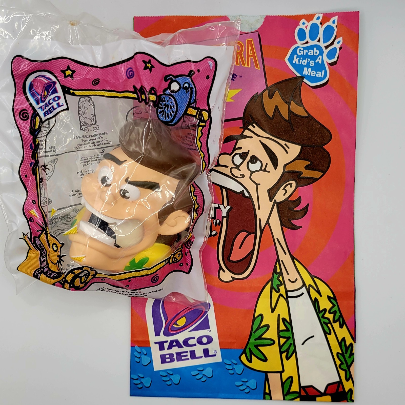1996 TACO BELL  ACE VENTURA  TOY + UNUSED KIDS MEAL BAG - HARD TO FIND, Sealed