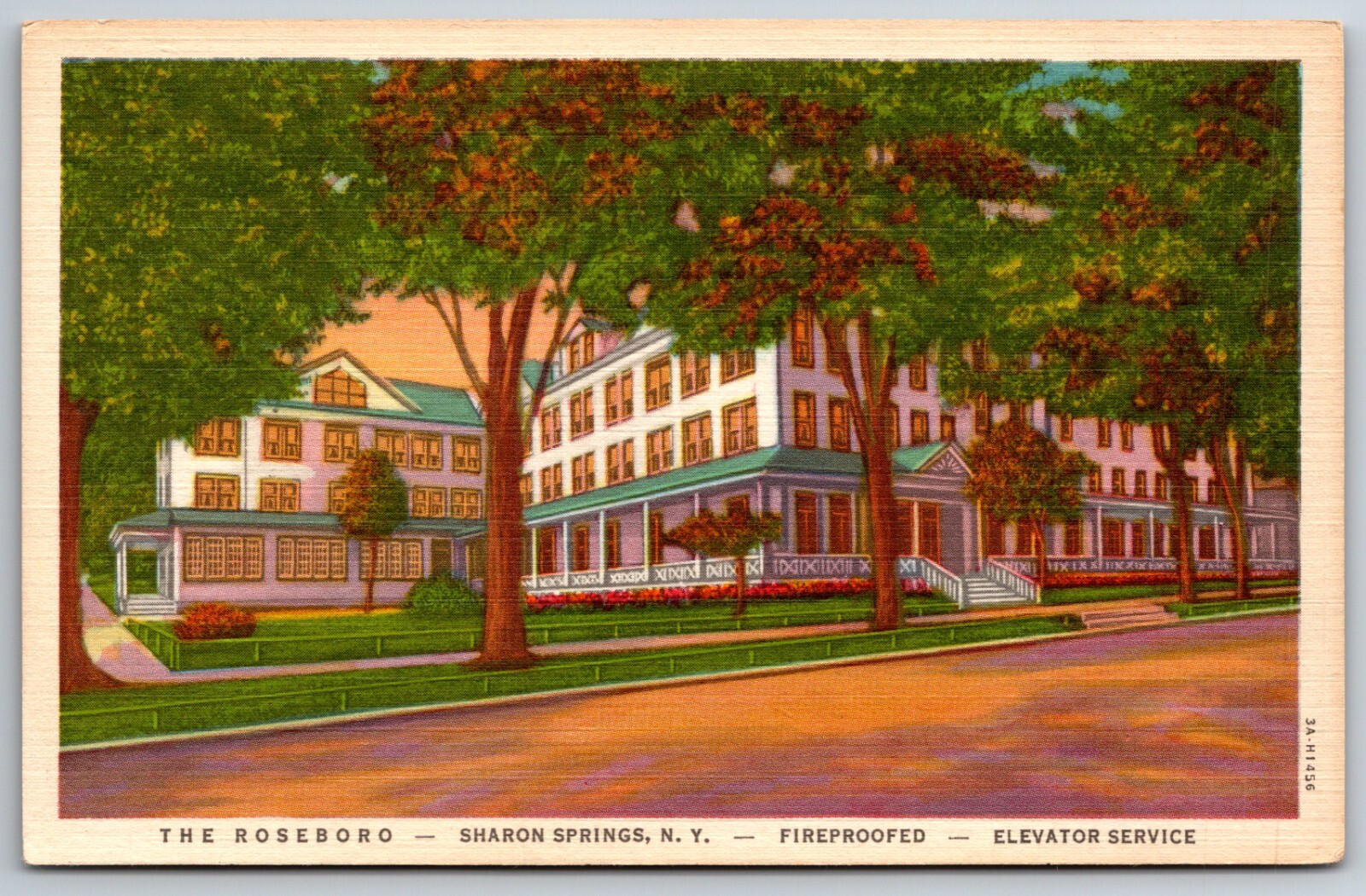 The Roseboro Hotel Sharon Springs New York Fireproof Advertising Linen Postcard
