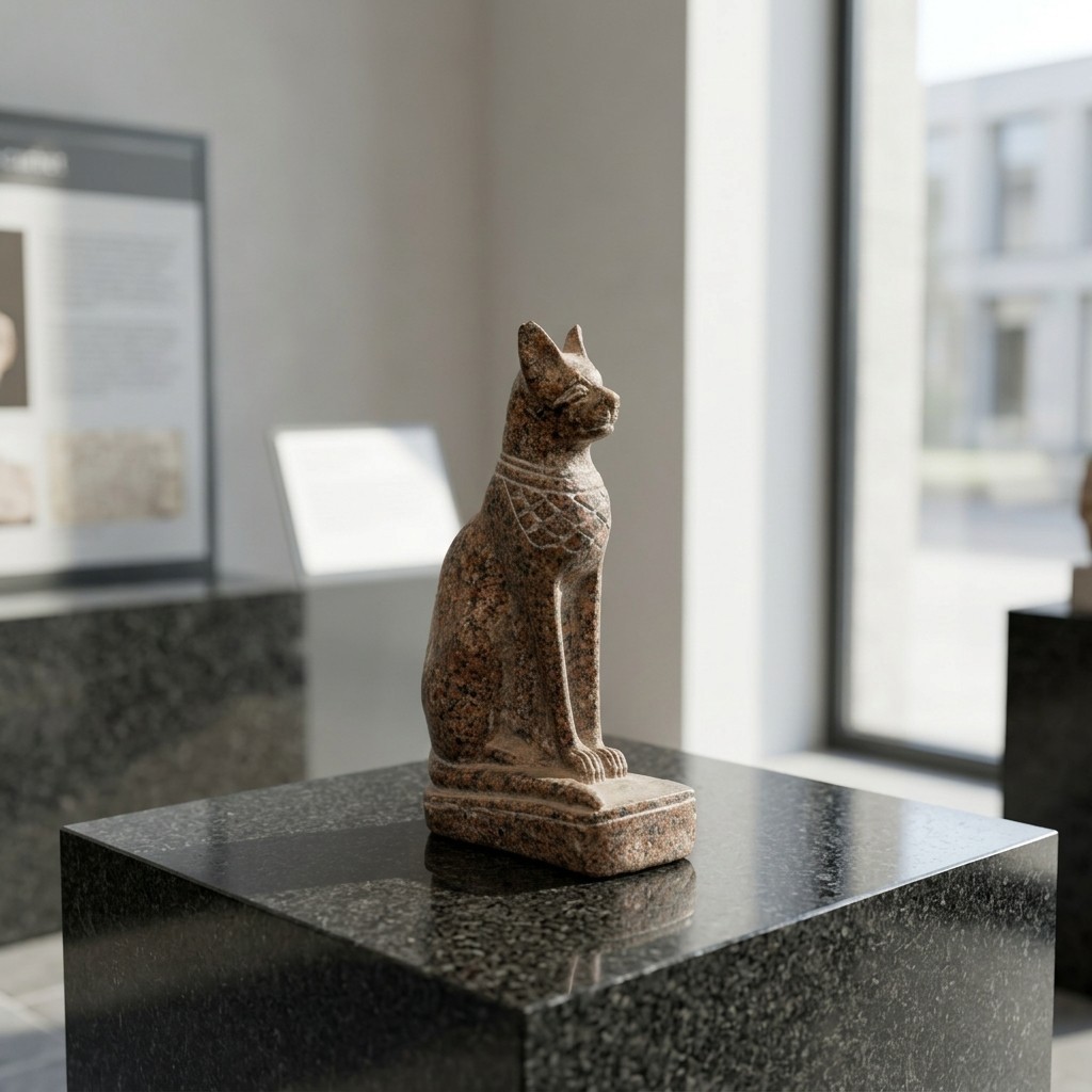 Authentic Ancient Egyptian Granite Cat Statue Bastet Goddess Artifact Figure BC