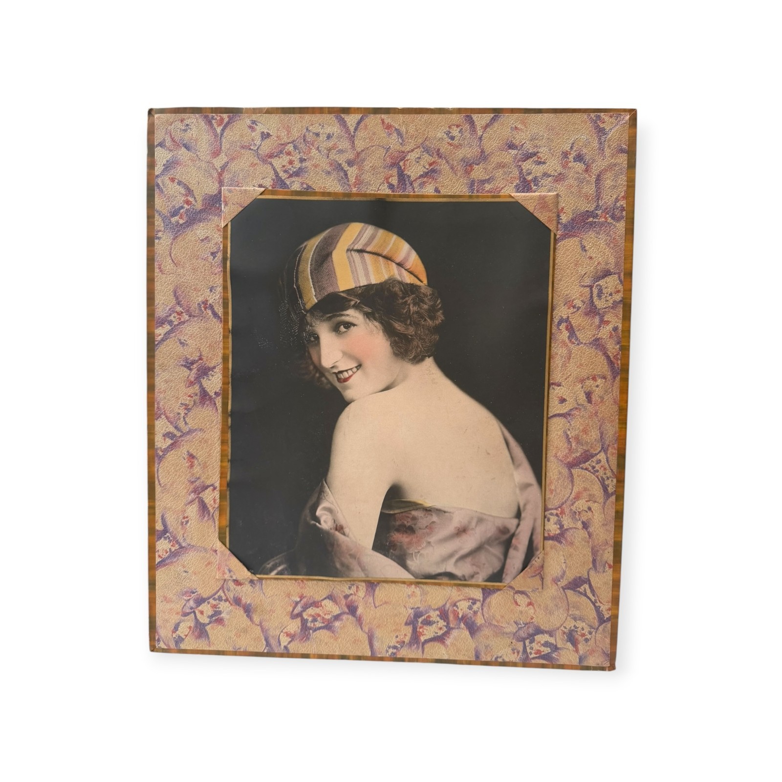 Antique 1920s Scarf Box Hand Tinted Flapper Woman Portrait Art Deco 17