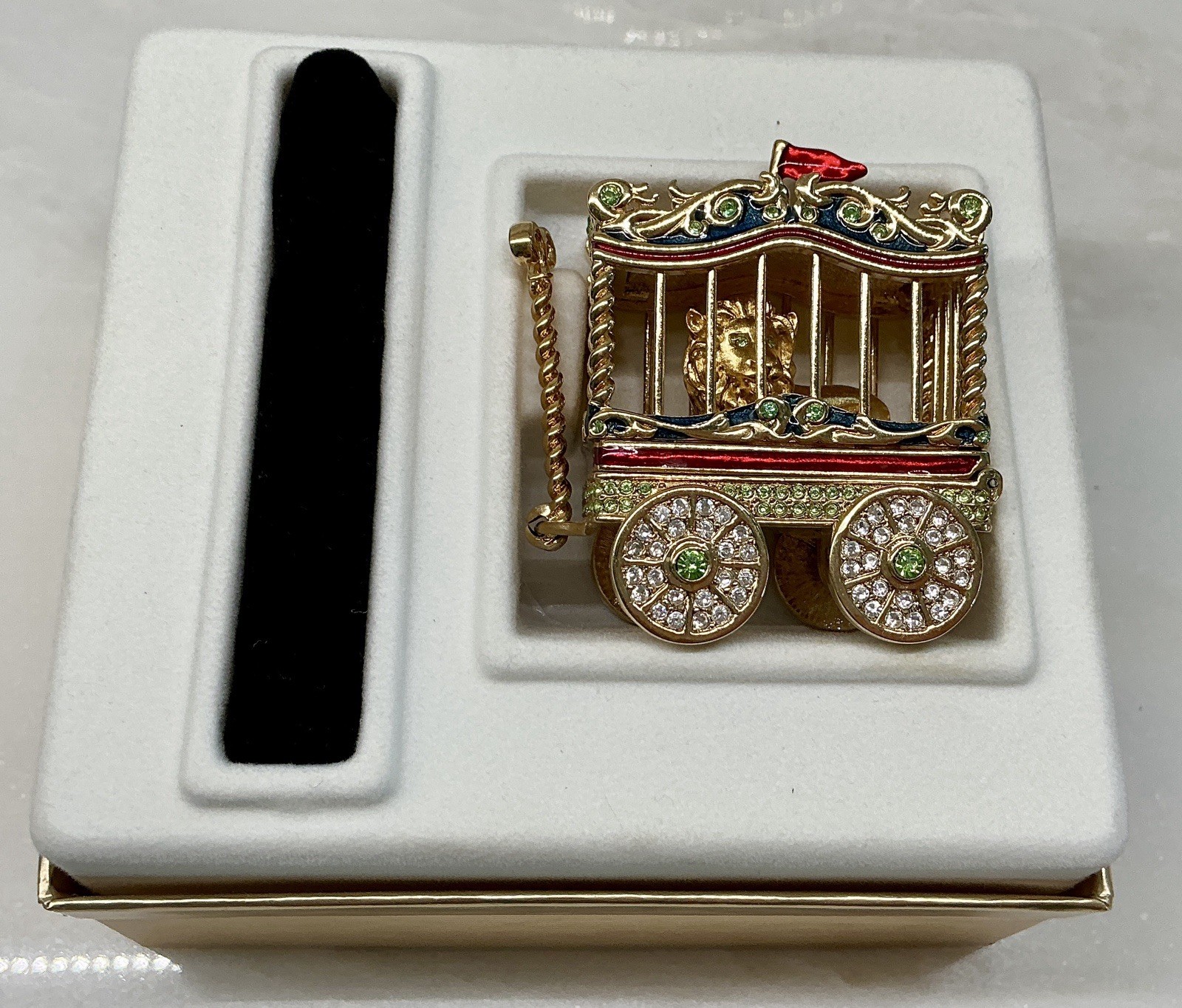 Estée Lauder Solid Perfume Compact 2002 Circus Lion Cage Box & Pouch Estée Lauder Solid Perfume Compact 2002 Circus Lion Cage Box & Pouch