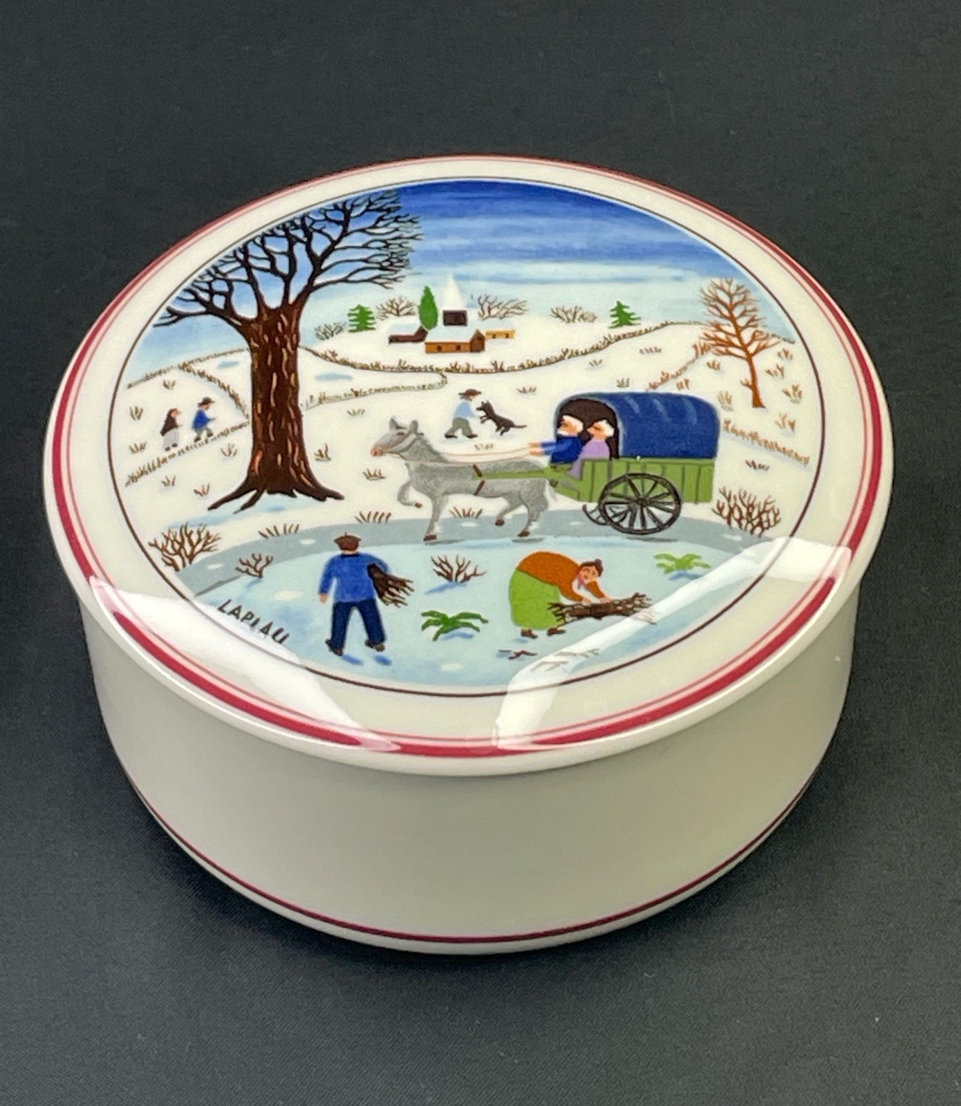 VILLEROY & BOCH Naïf Christmas Lidded Candy Trinket Box EUC