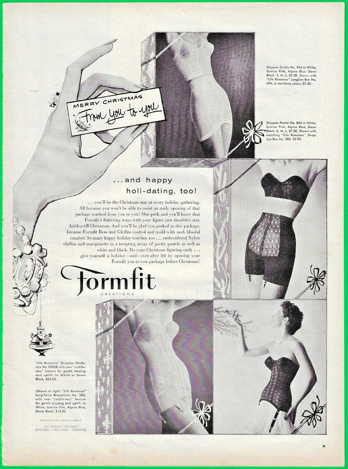 1955 FORMFIT AD ~ LADIES UNDER GARMENTS ~ Plus 3 free bonus vintage ads
