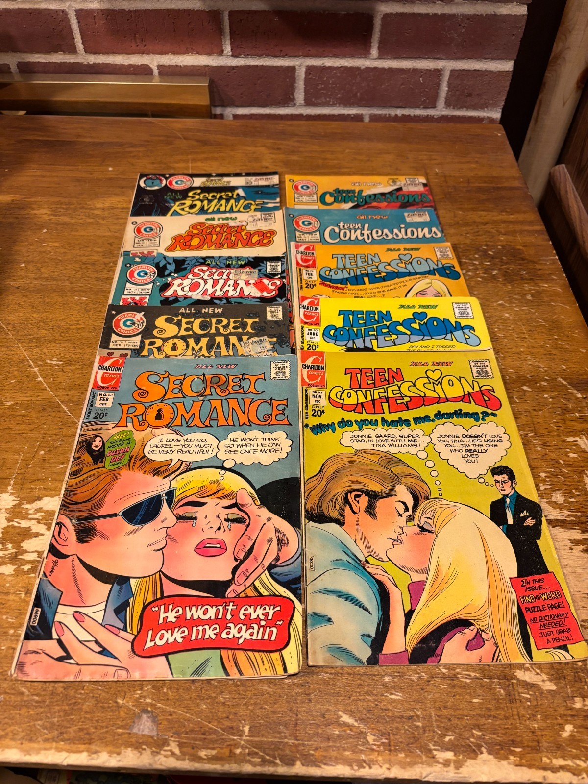 1970\'s Romance Comics Lot of (10) Charlton Secret Romance Teen Confessions