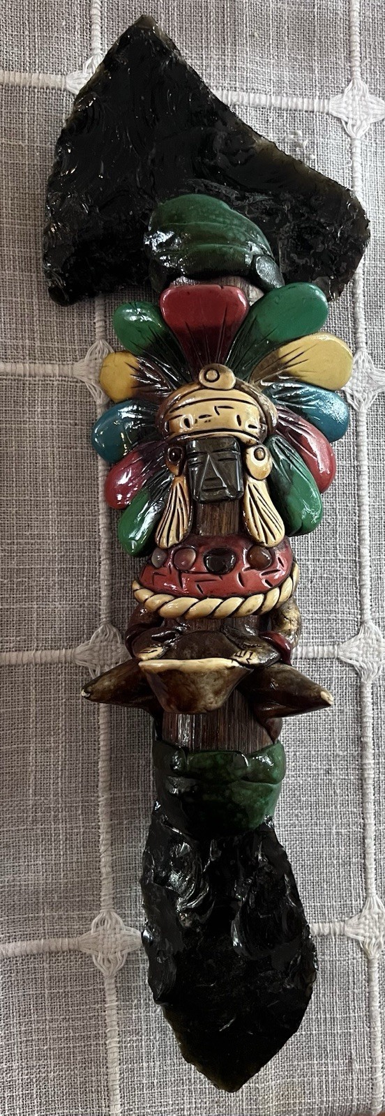 Mexican Aztec Eagle Warrior Novelty Obsidian Hatchet Dagger 12” BF27FS