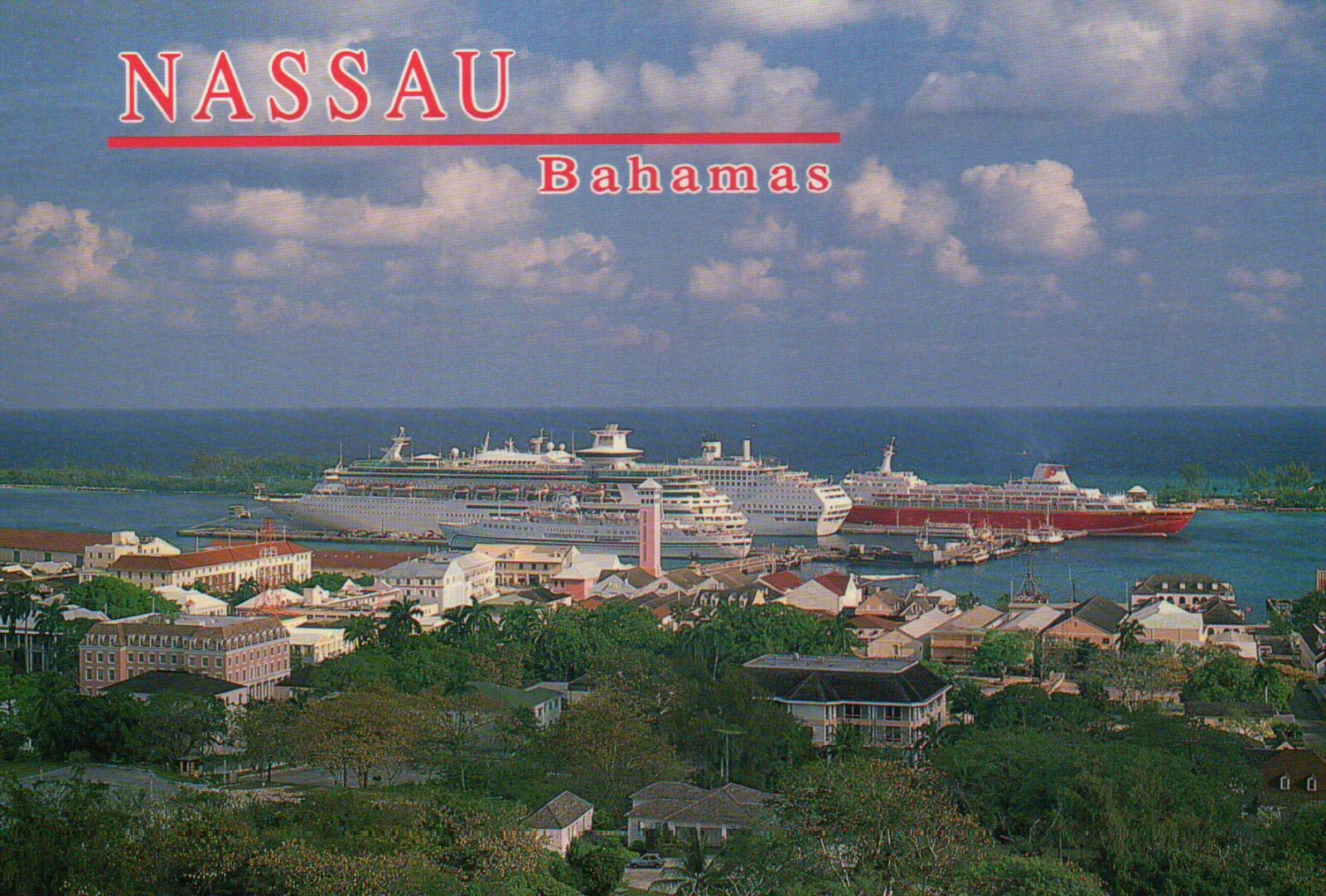 Cruise Ships in Nassau, The Bahamas, Sparkling Turquoise Waters --- Postcard Cruise Ships in Nassau, The Bahamas, Sparkling Turquoise Waters --- Postcard