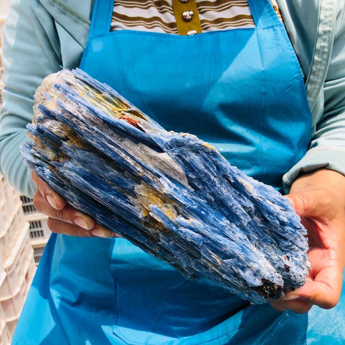 6.55LB Rare Natural beautiful Blue KYANITE with Quartz Crystal Specimen Rough