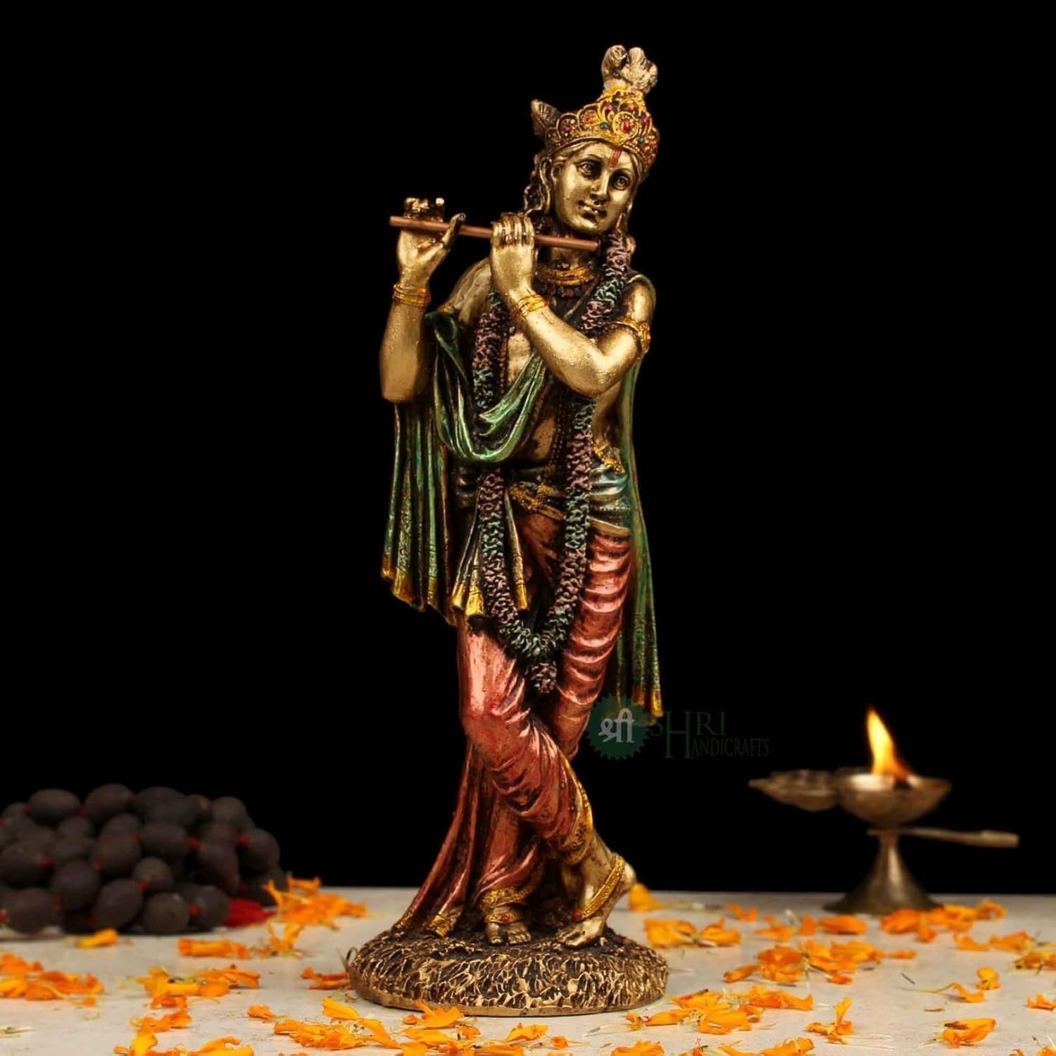 INDICAST Cold Cast Resin Krishna Showpiece Antique Decor Thakur ji for Gifting P INDICAST Cold Cast Resin Krishna Showpiece Antique Decor Thakur ji for Gifting P