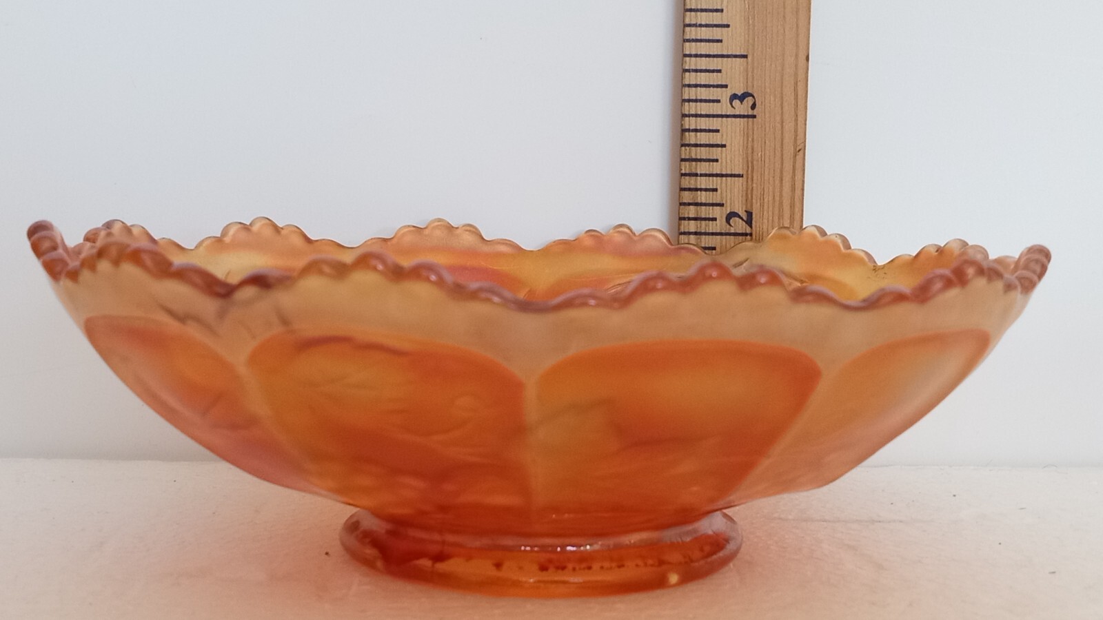 Antique Fenton Carnival 6 1/2”  Glass Bowl in the Grape and Vine Pattern