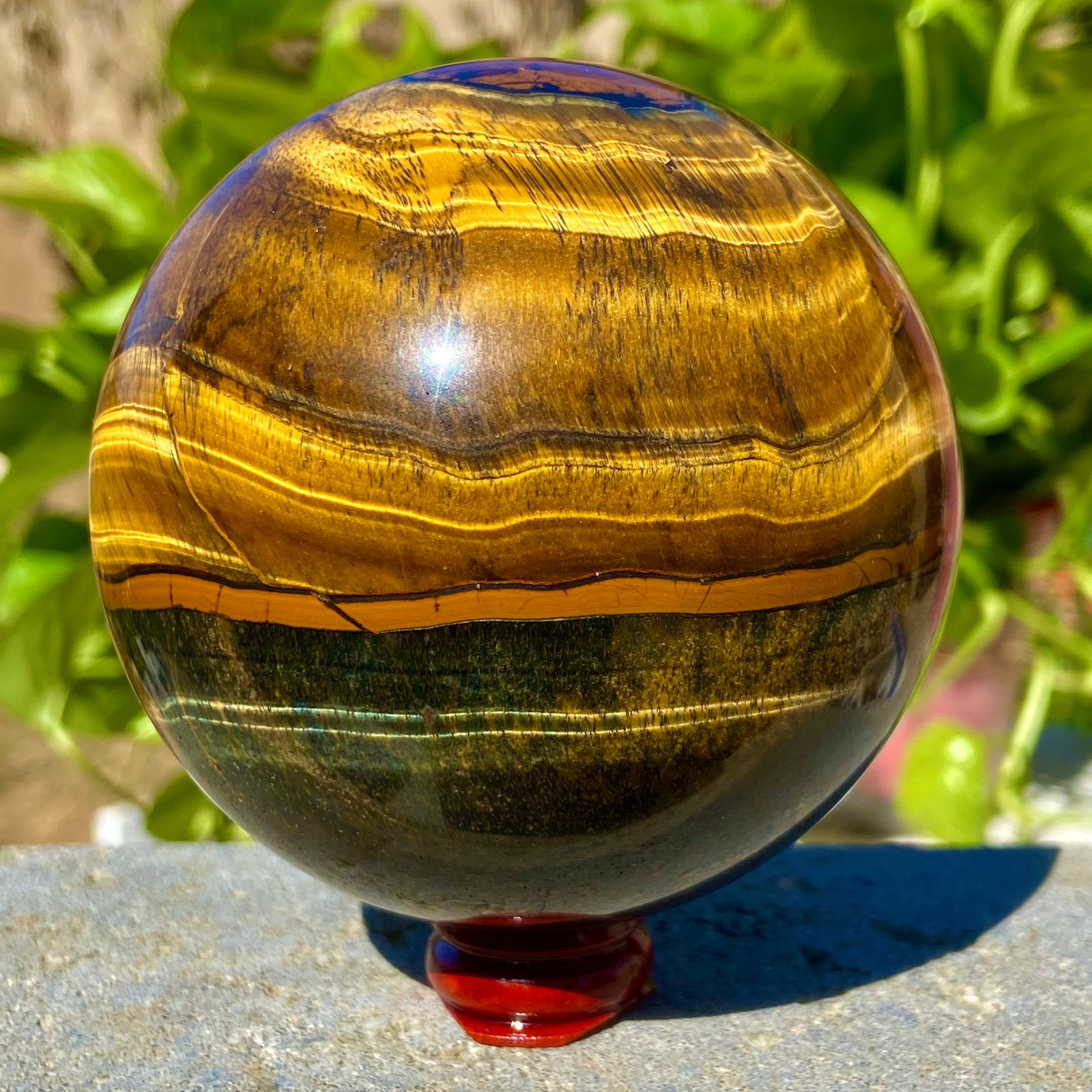 4.4LB Large Natural Tiger Eye Stone Crystal Ball Quartz Healing Sphere Décor