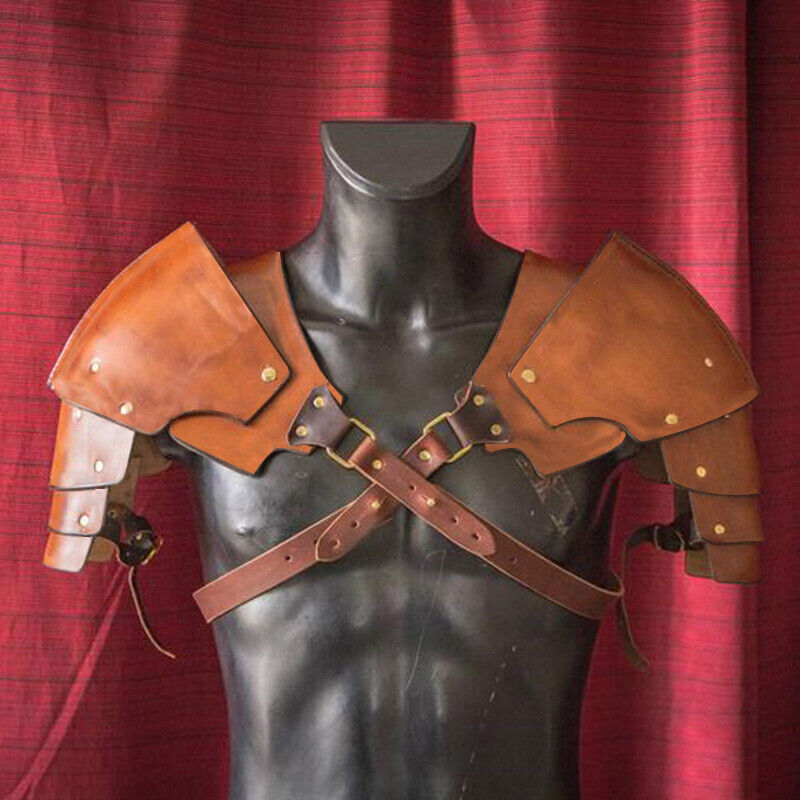 NEW Medieval Vintage Pauldrons Shoulder Armor Cosplay Costume Party Faux Leather