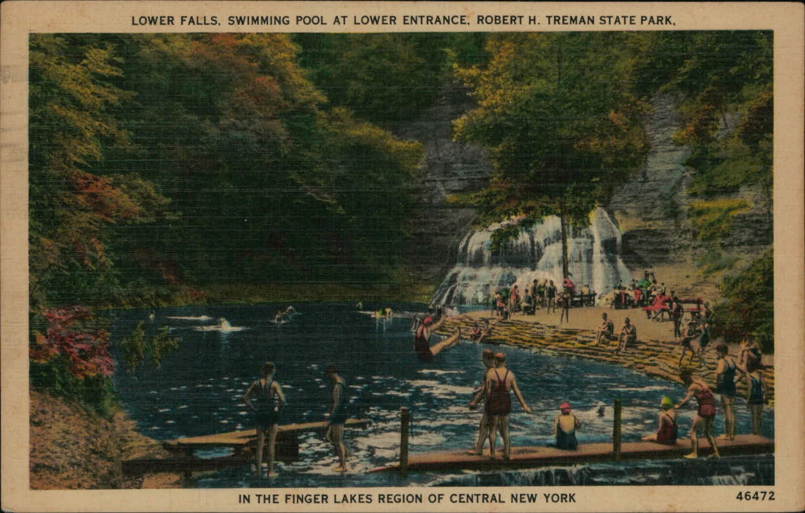 Postcard: LOWER FALLS, SWIMMING POOL AT LOWER ENTRANCE, ROBERT H. TREM