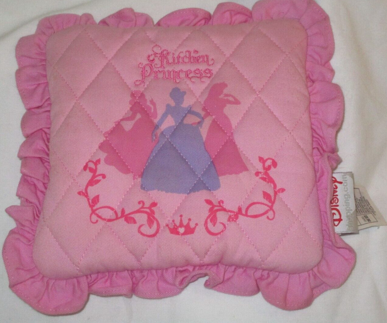 Disney Kitchen Princess Pot Holder Hot Mat Pad Ruffle Pink Thick Vintage 8 x 8
