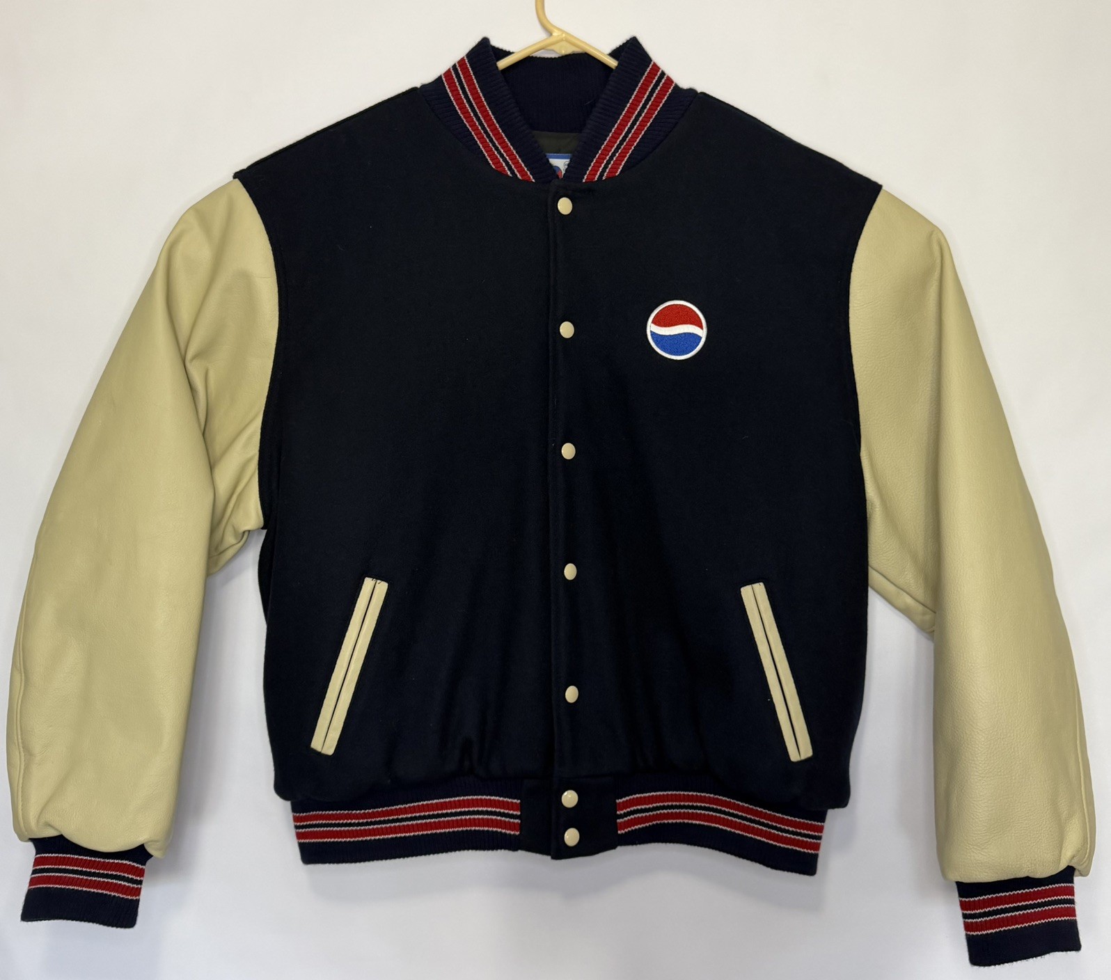 Vintage Pepsi Varsity Bomber Jacket Rennoc Letterman Leather Wool Mens XXL 2XL