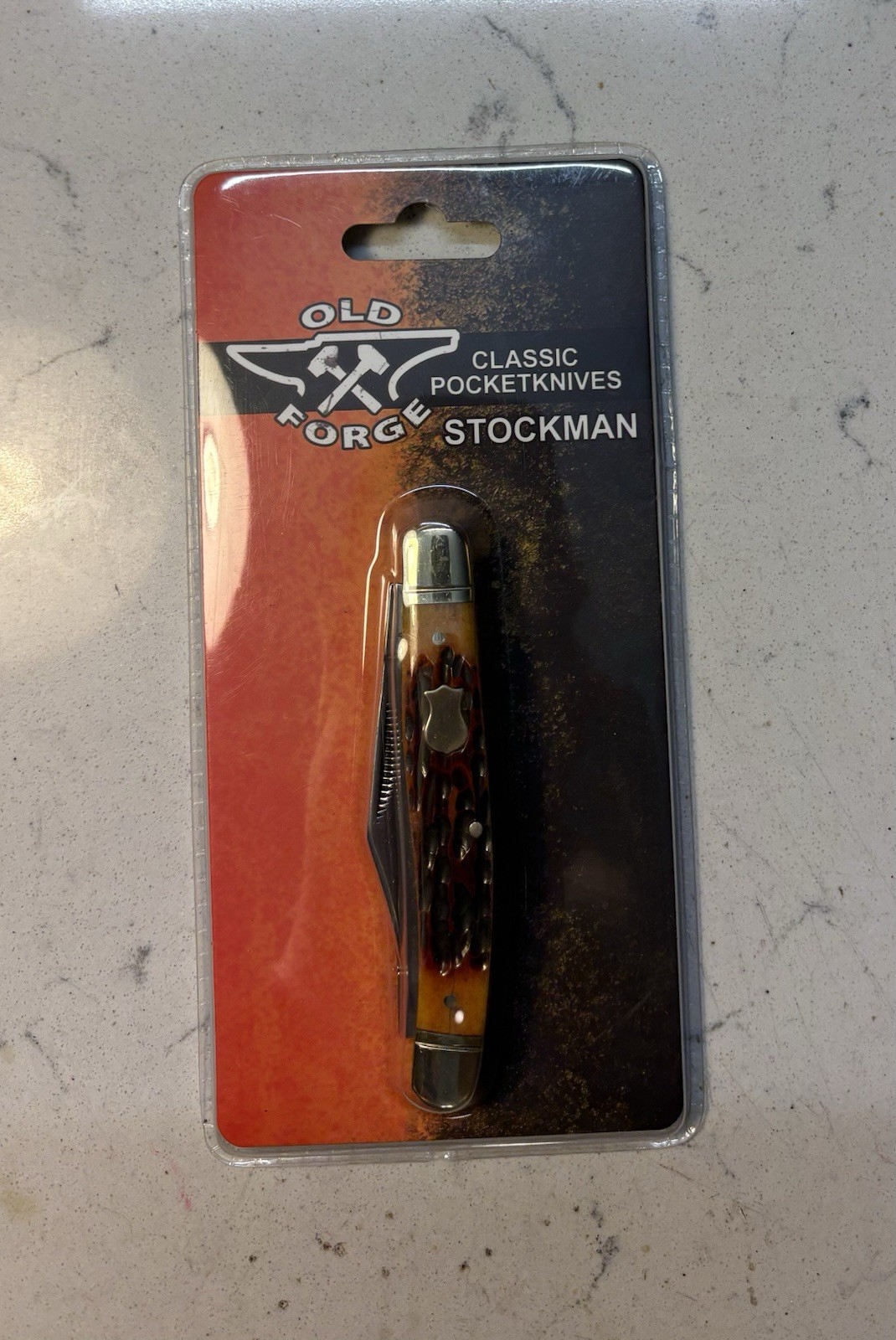Old Forge Brown Jigged Bone Stockman Pocket Knife OF18BJB. D2 Blades. NEW