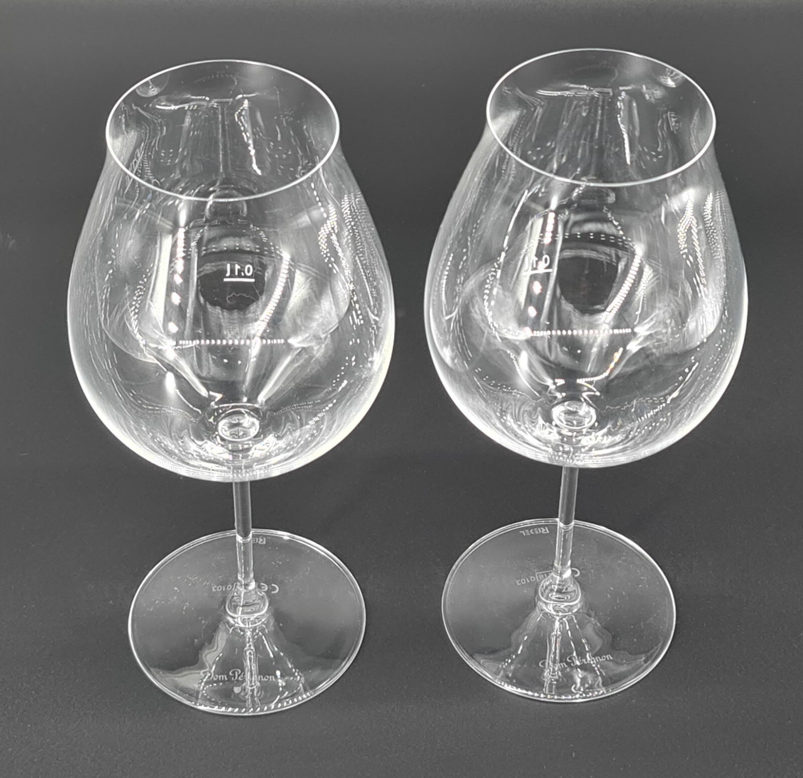 2 x Dom Perignon Champagne Riedel Crystal Glasses 0.1L Pinot Noir Glass 3698