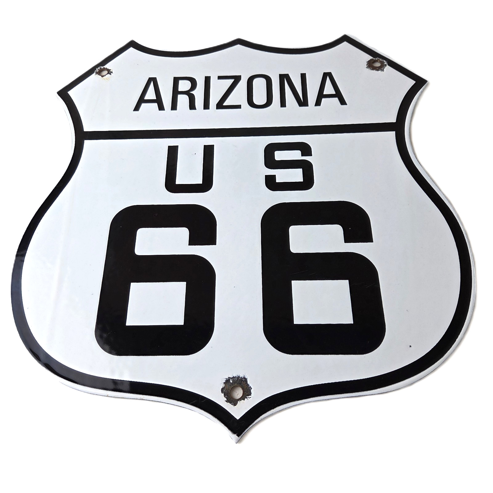 Vintage US Route 66 Sign - Arizona Porcelain Highway Road Gas Oil Pump Sign