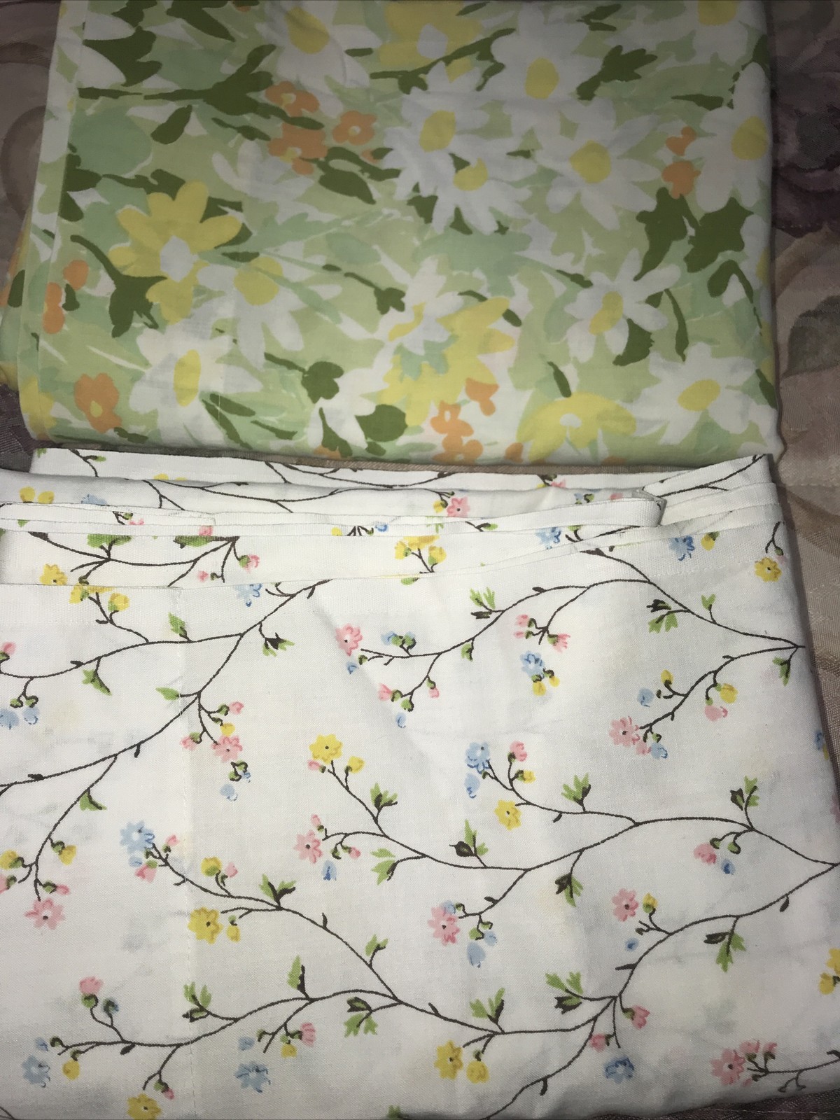 Vintage Twin Top Sheets -2 One Needs Sew At Top Seam See Pic