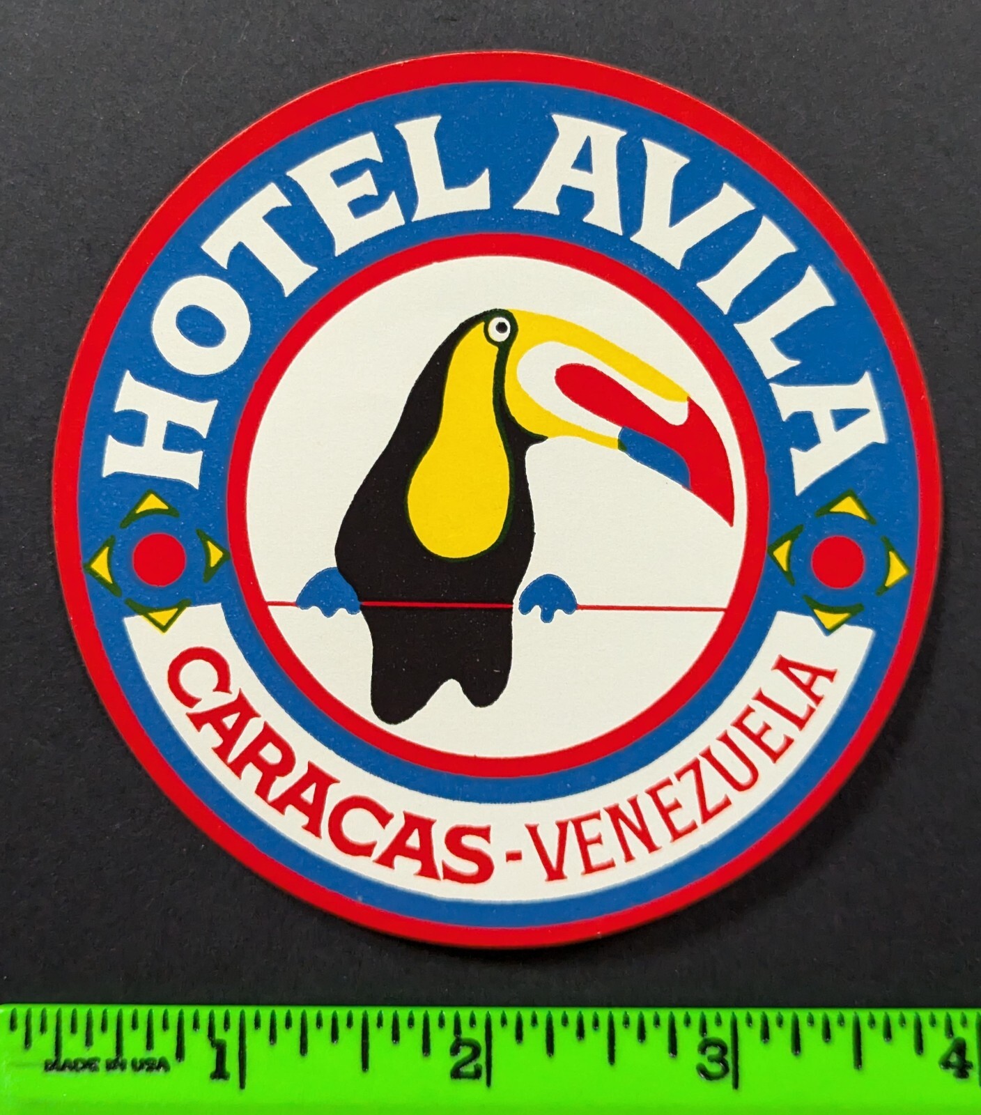 Vintage Hotel Avila Caracas Venezuela Toucan  Label